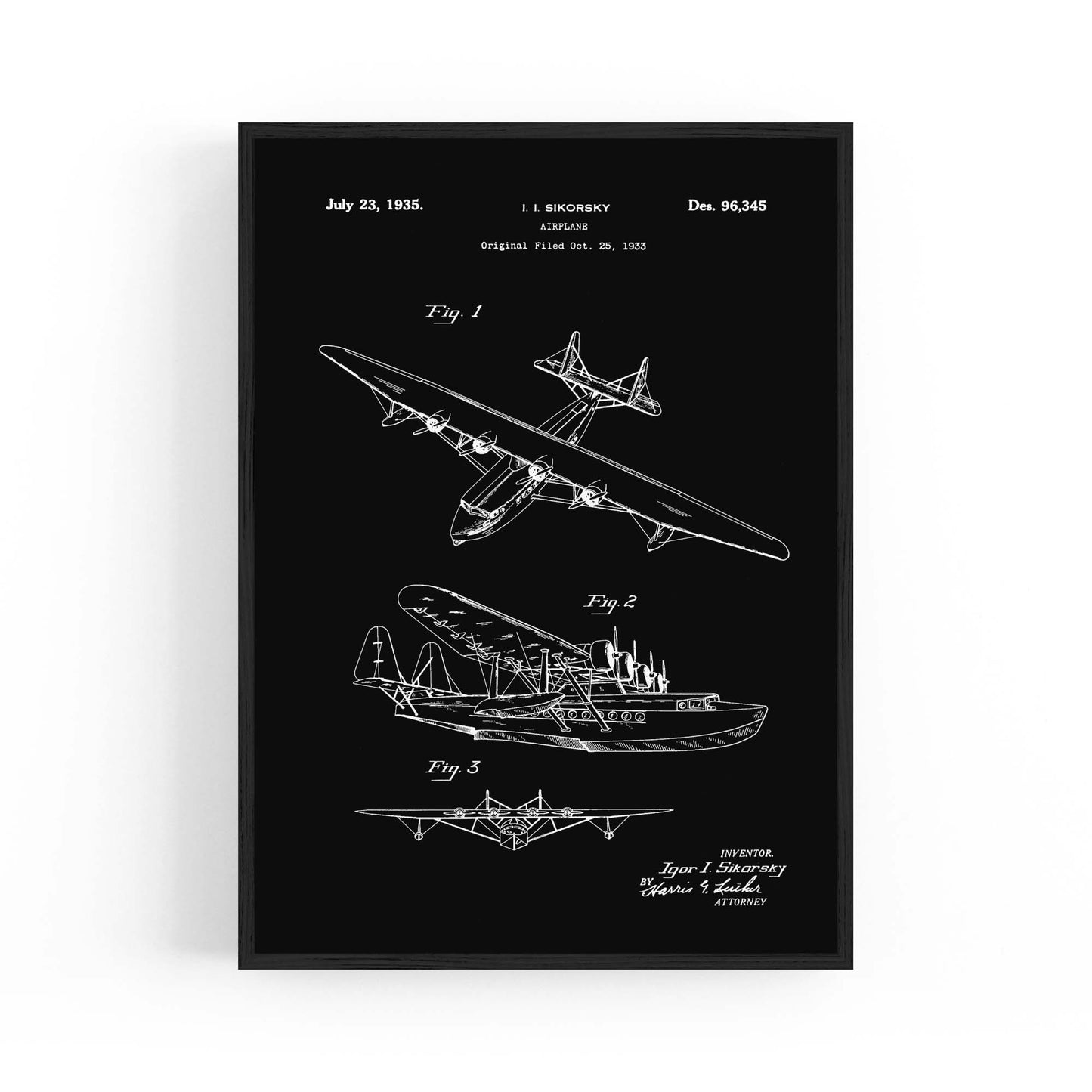 Airplane Patent Vintage Minimal Man Cave Wall Art #10 - The Affordable Art Company