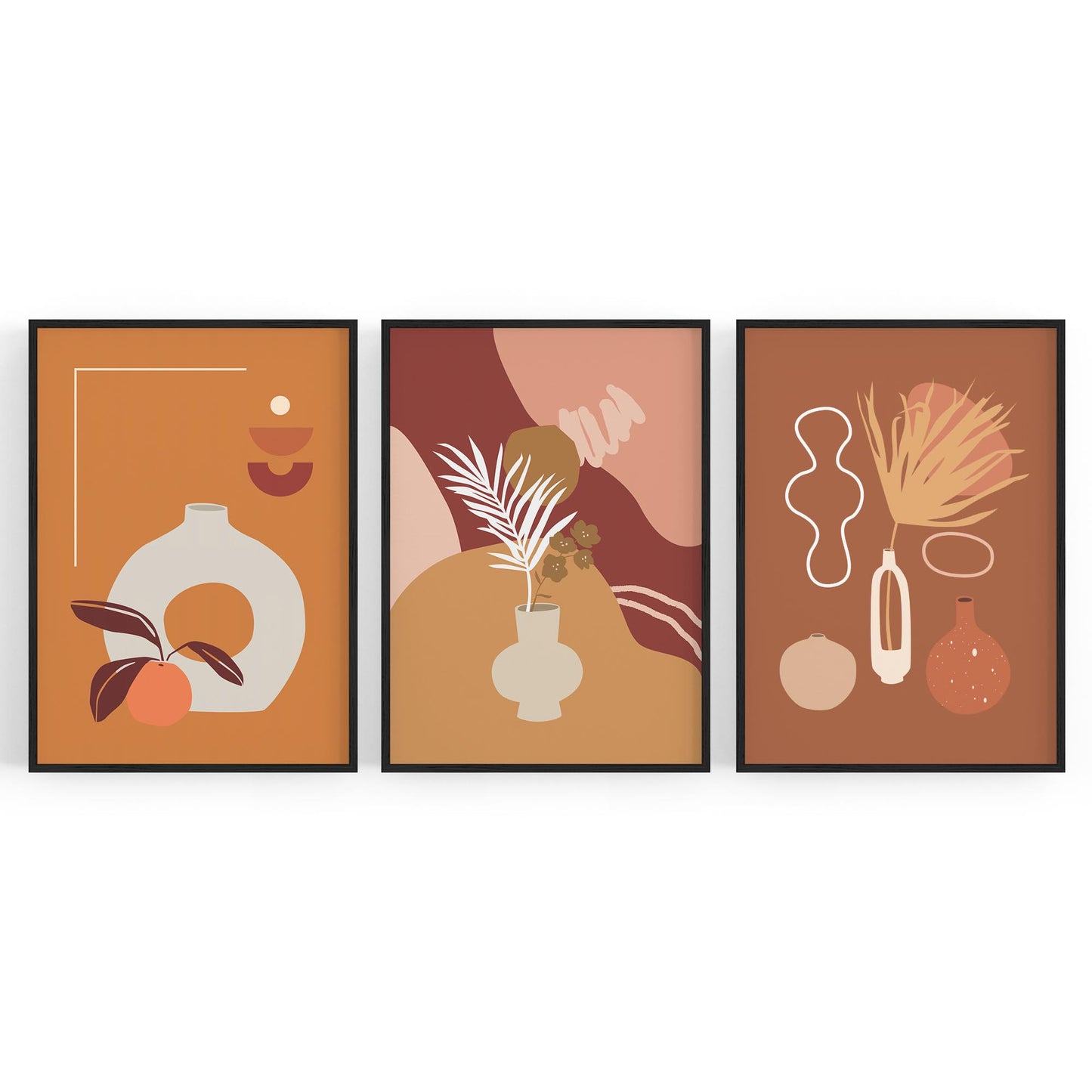 Set of Botanical Abstract Kitchen Hallway Wall Art - The Affordable Art Company