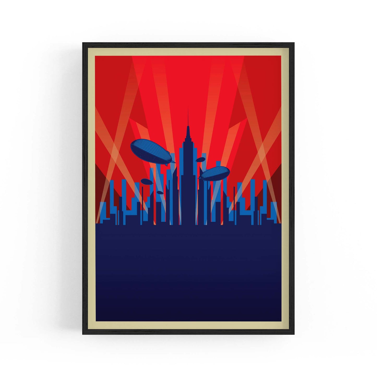 Art Deco 20s New York Vintage Retro Red Wall Art - The Affordable Art Company