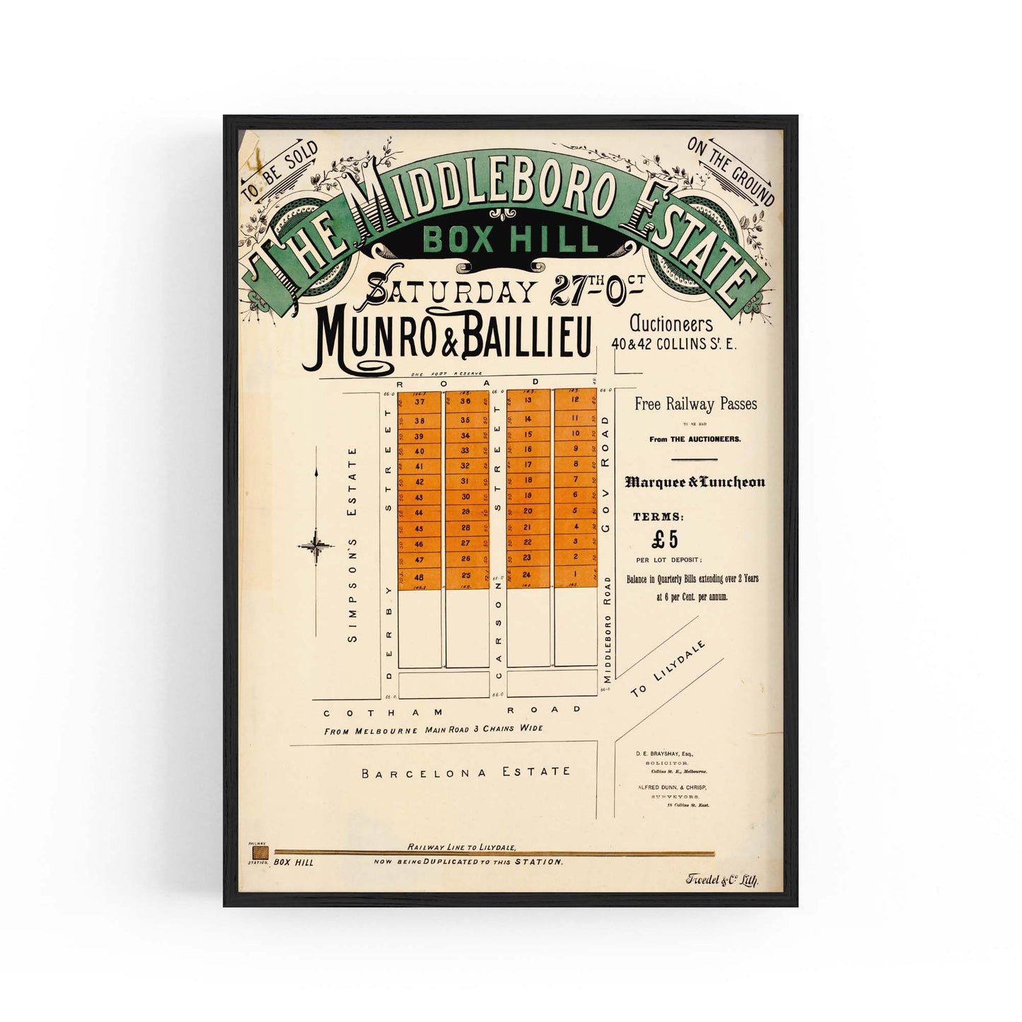 Box Hill Melbourne Vintage Real Estate Advert Art - The Affordable Art Company