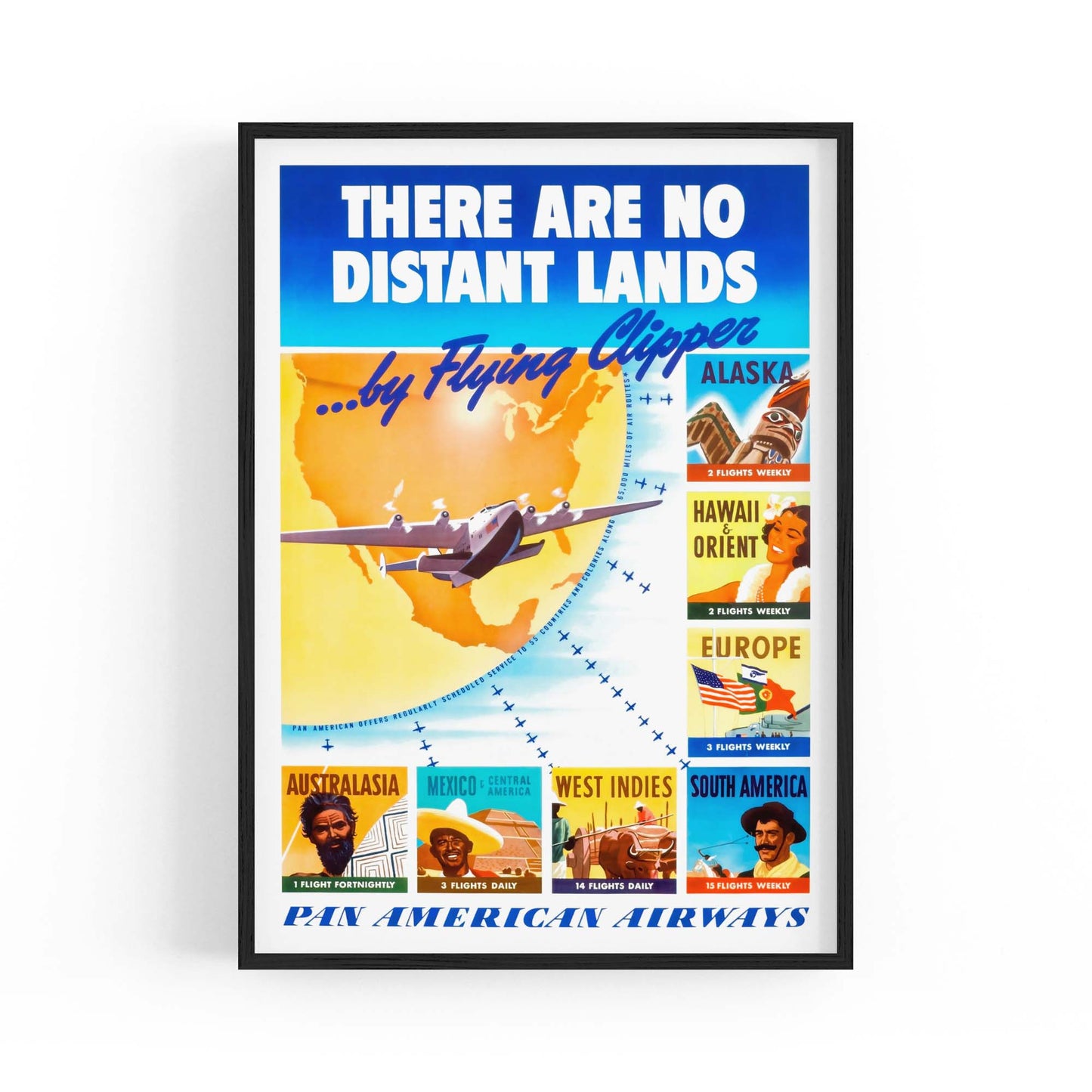 Pan American Airways "Distant Lands" Vintage Travel Advert Wall Art - The Affordable Art Company