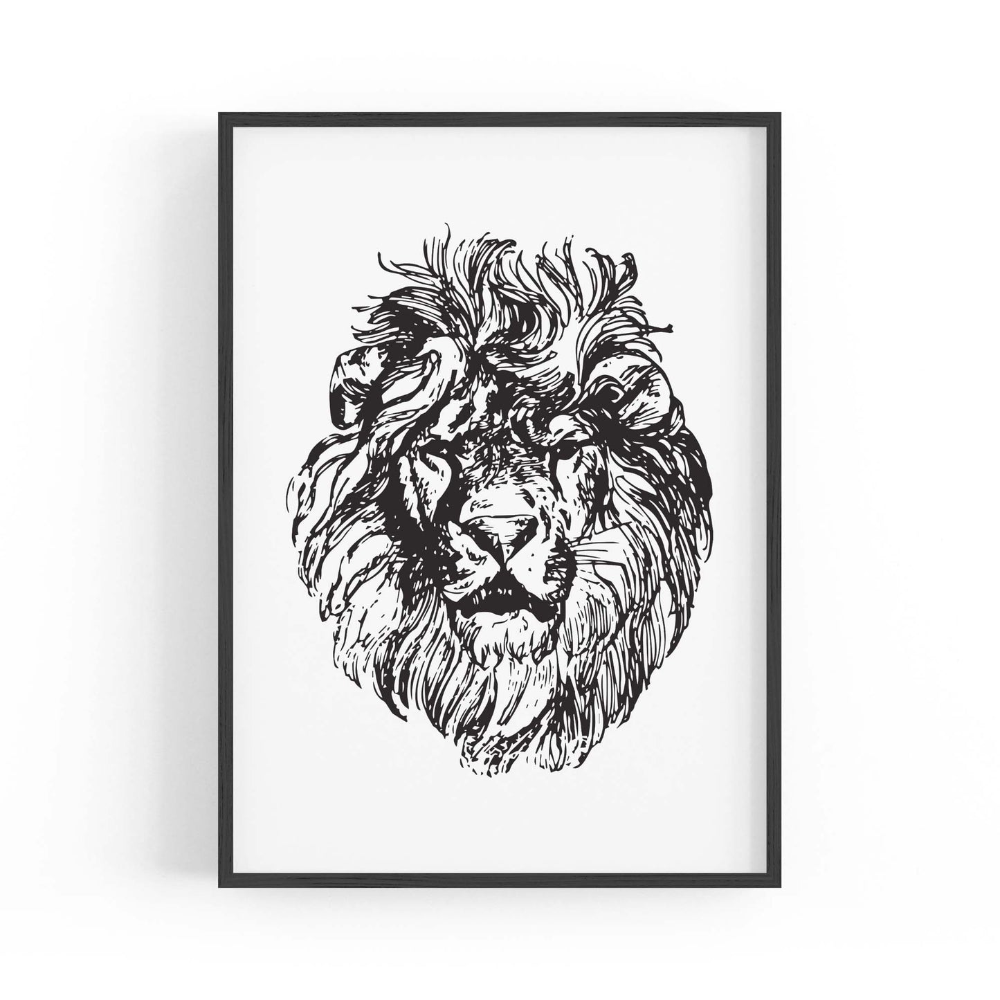 Lion Portrait Drawing Safari Anumal Wall Art - The Affordable Art Company