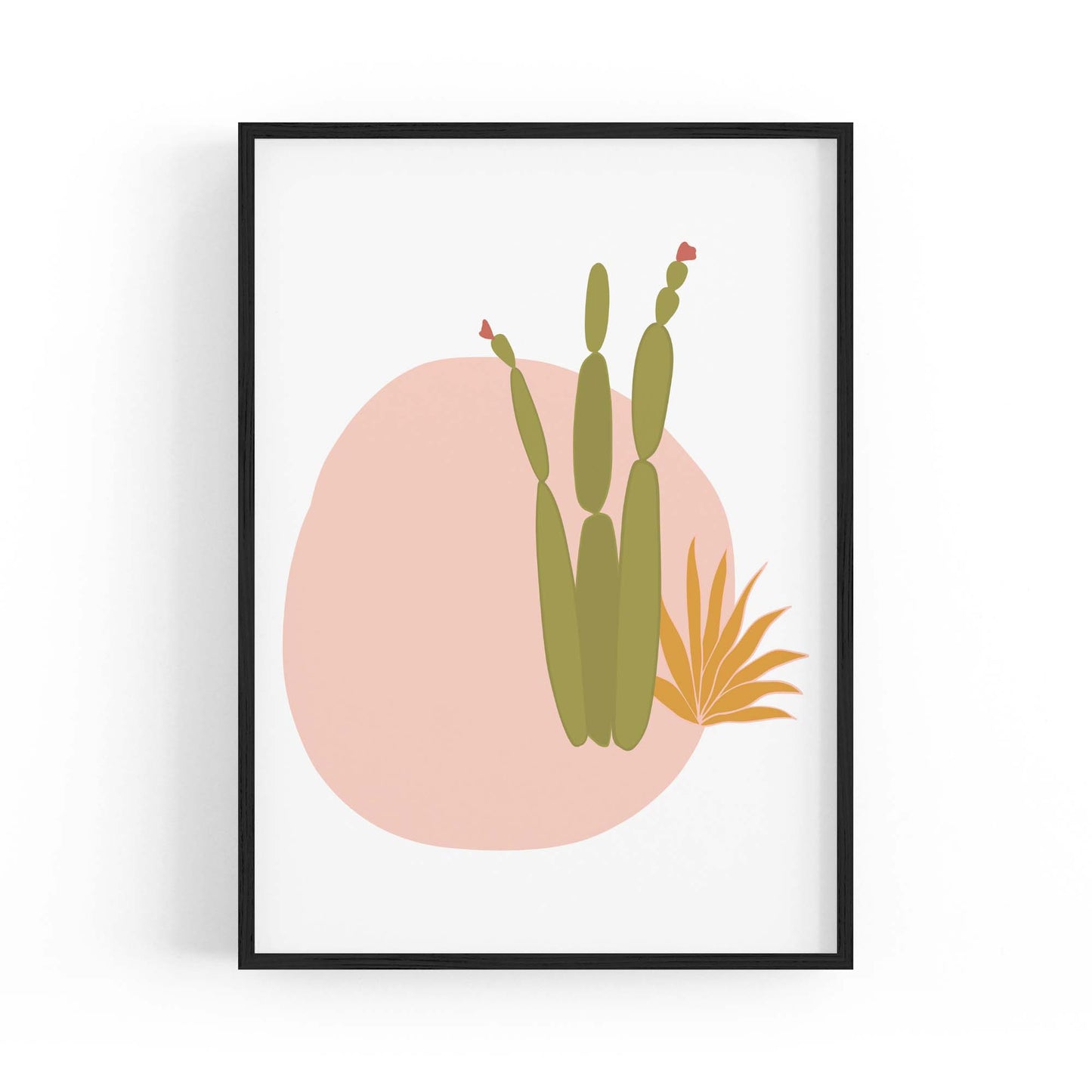 Retro Minimal Abstract Green Cactus Wall Art #1 - The Affordable Art Company