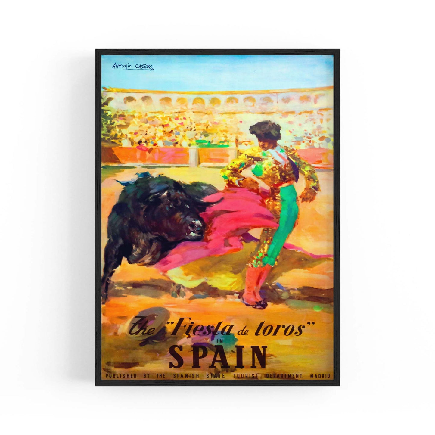 Fiesta de Toros Spain Vintage Travel Advert Wall Art - The Affordable Art Company