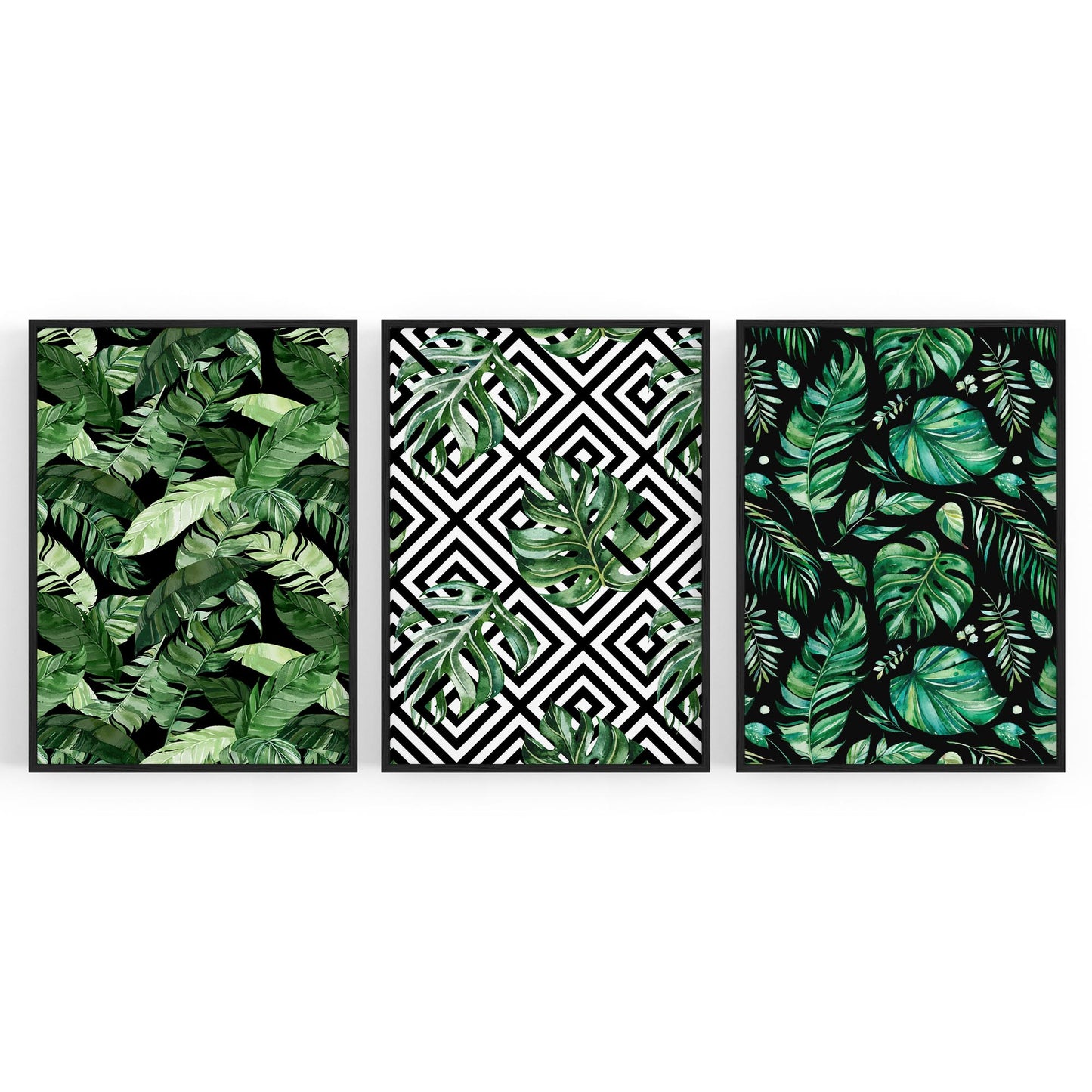 Set of Minimal Green Plant Pattern Wall Art - The Affordable Art Company