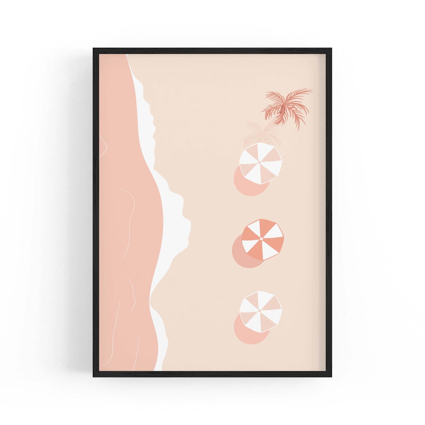 Minimal Beach Coastal Pink & Pastel Retro Wall Art - The Affordable Art Company