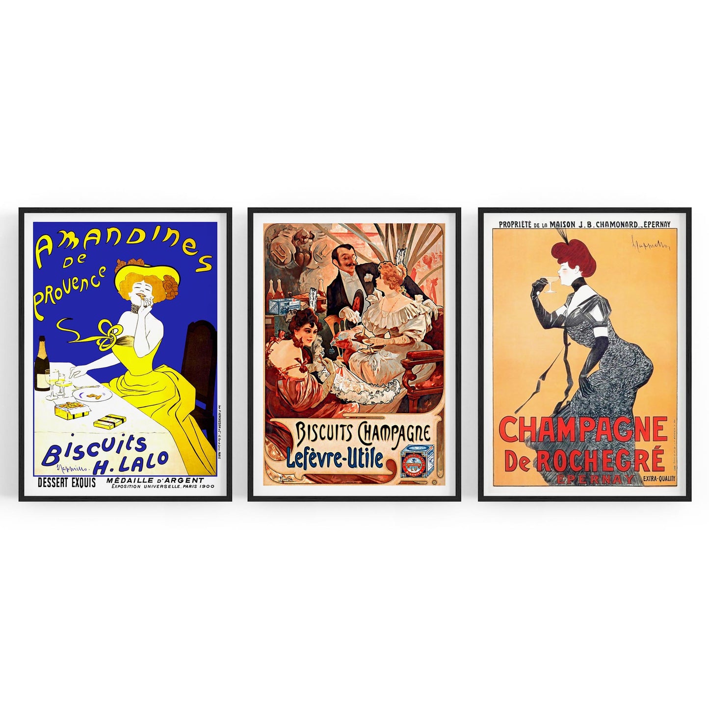 Set of Vintage French Cafe Adverts Wall Art - The Affordable Art Company