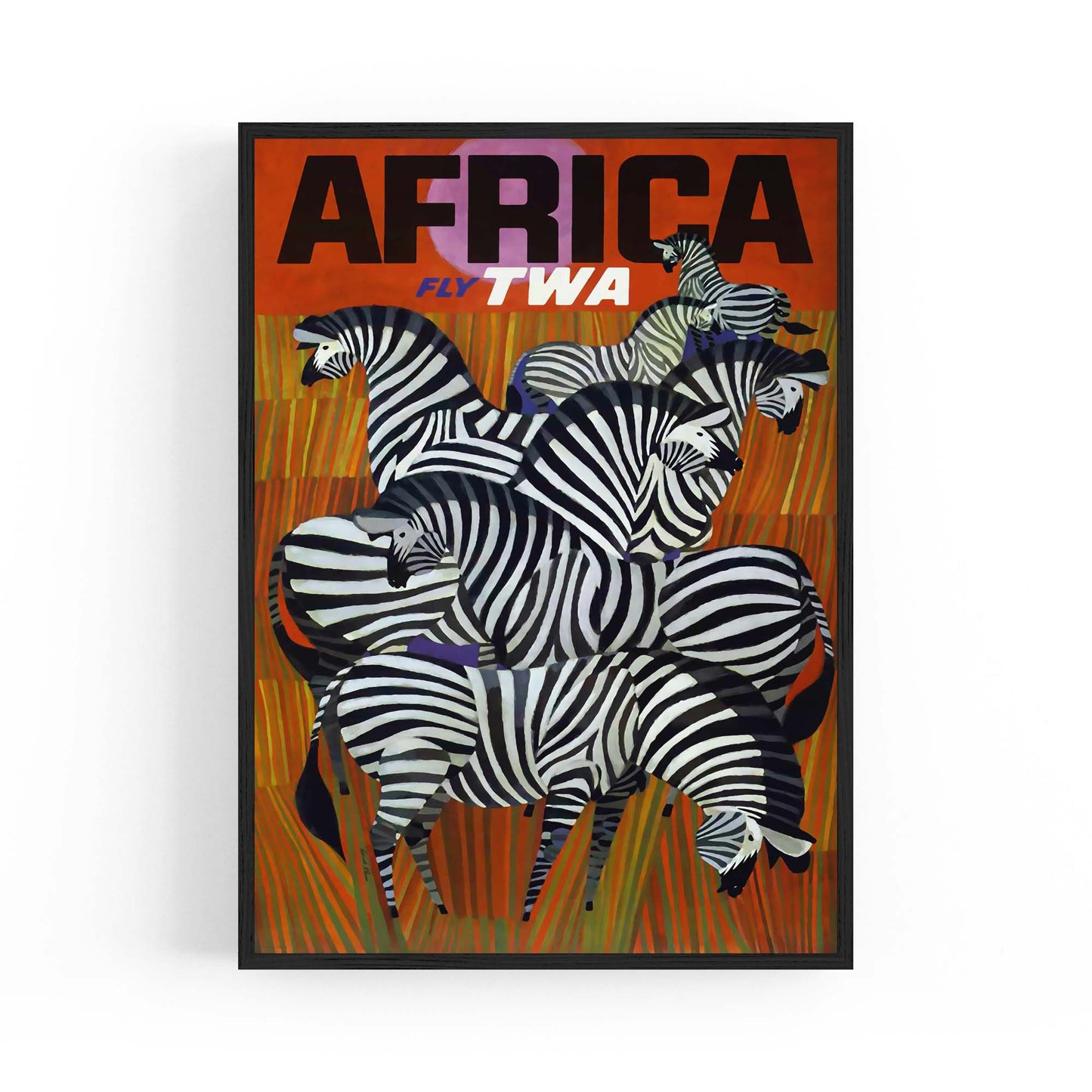 Africa fly TWA Vintage Travel Advert Wall Art - The Affordable Art Company