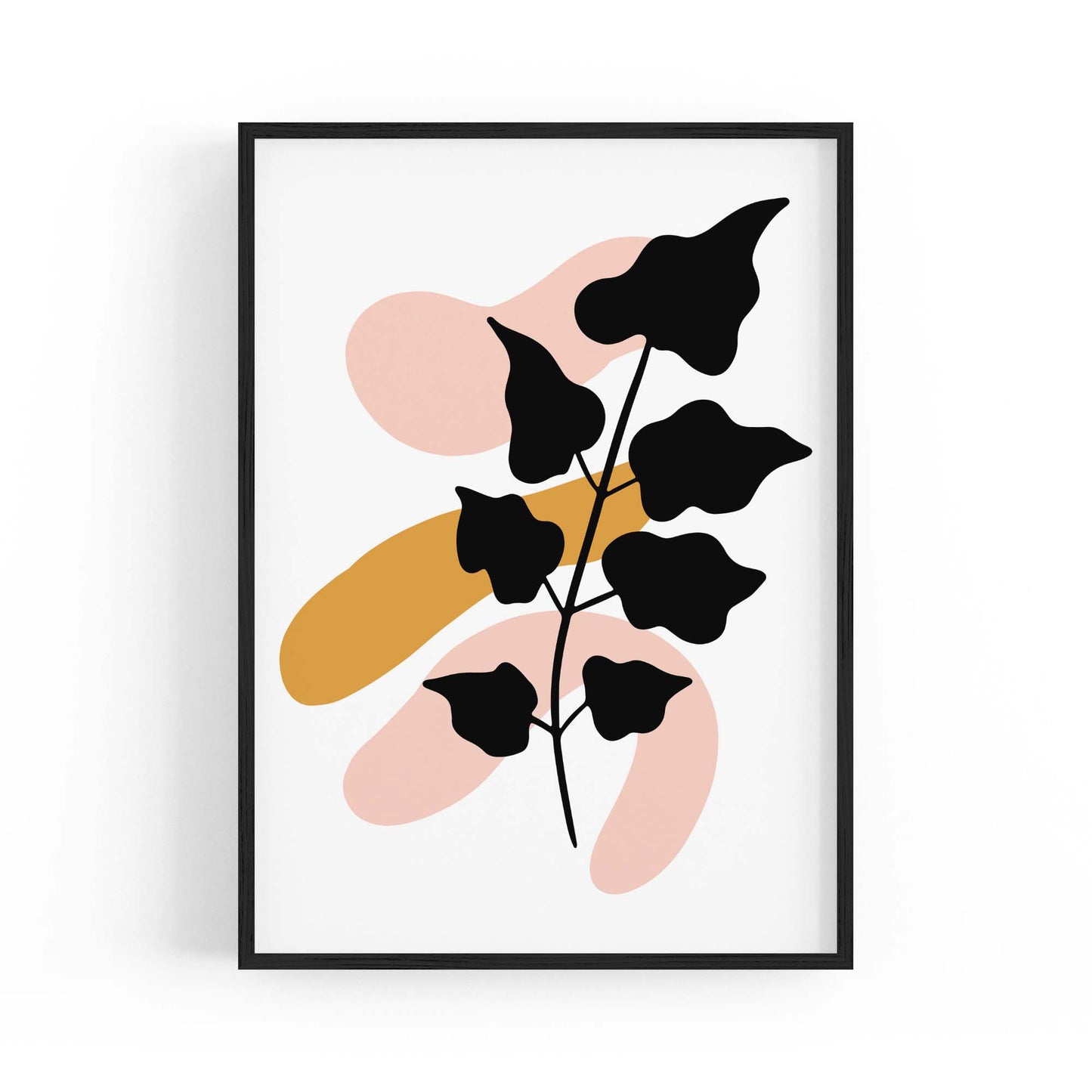 Abstract Flower Black Plant Nature Leaves Wall Art - The Affordable Art Company