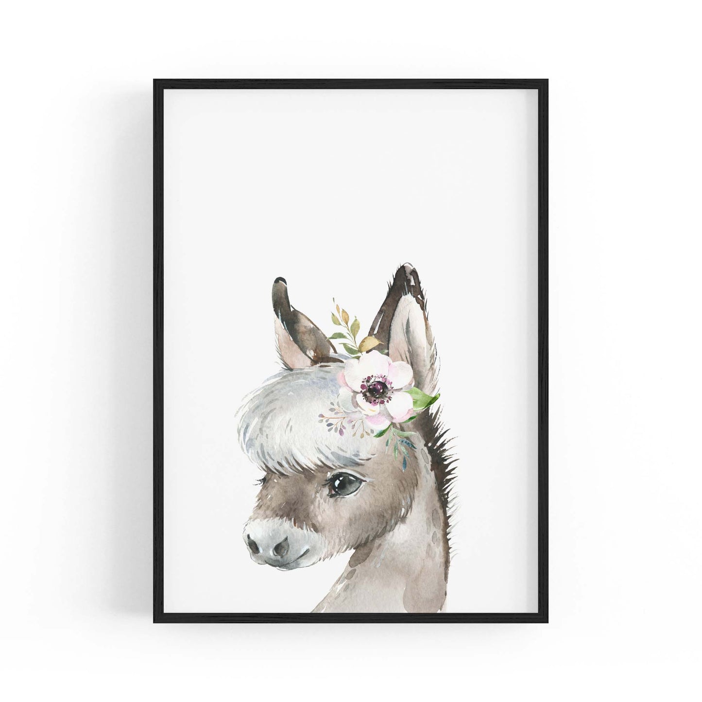 Cute Baby Donkey Nursery Animal Gift Wall Art - The Affordable Art Company