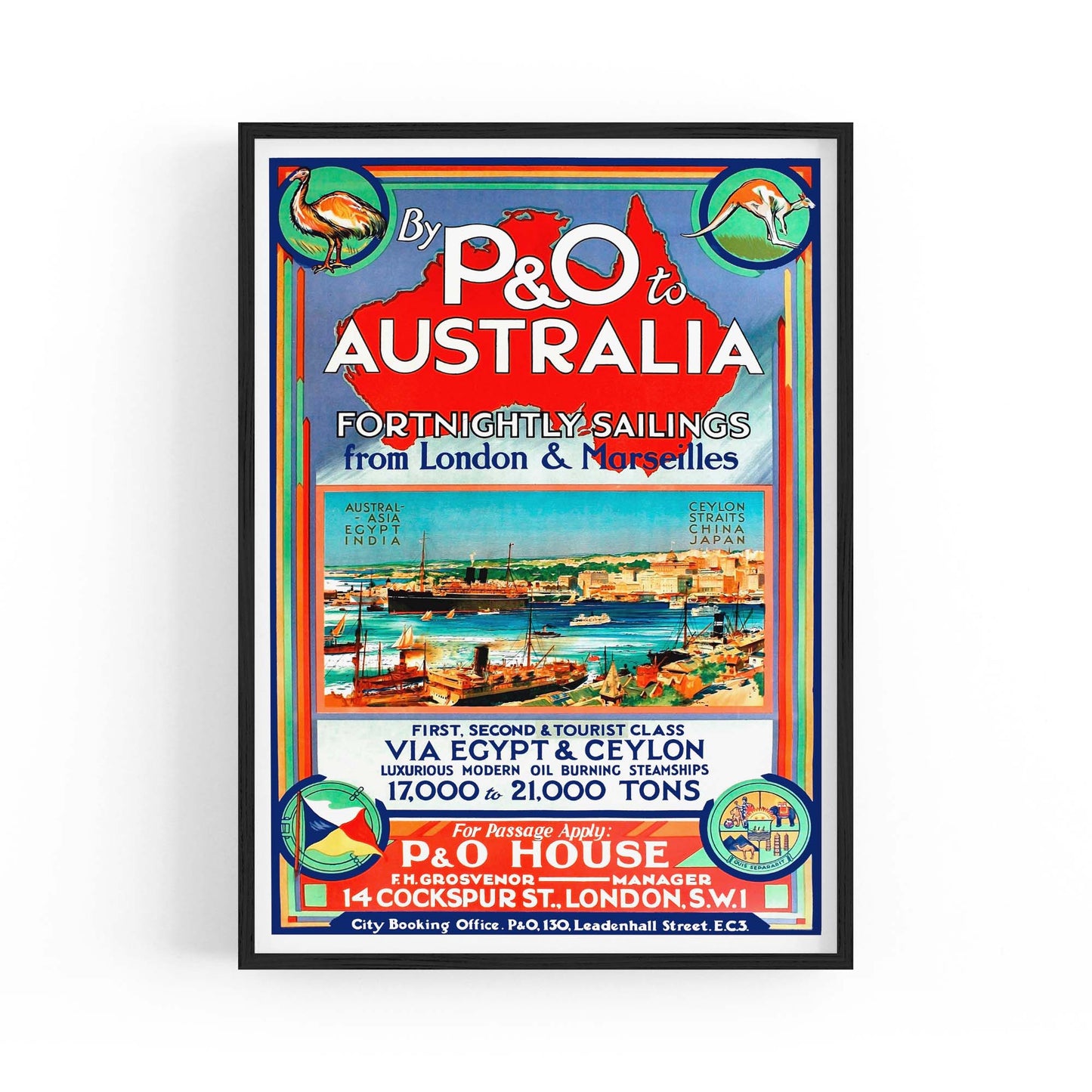 Vintage P&O Australia Travel Wall Art - The Affordable Art Company