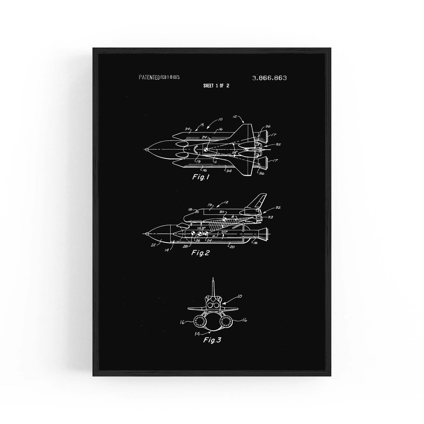 Vintage Space Shuttle Patent Wall Art #1 - The Affordable Art Company