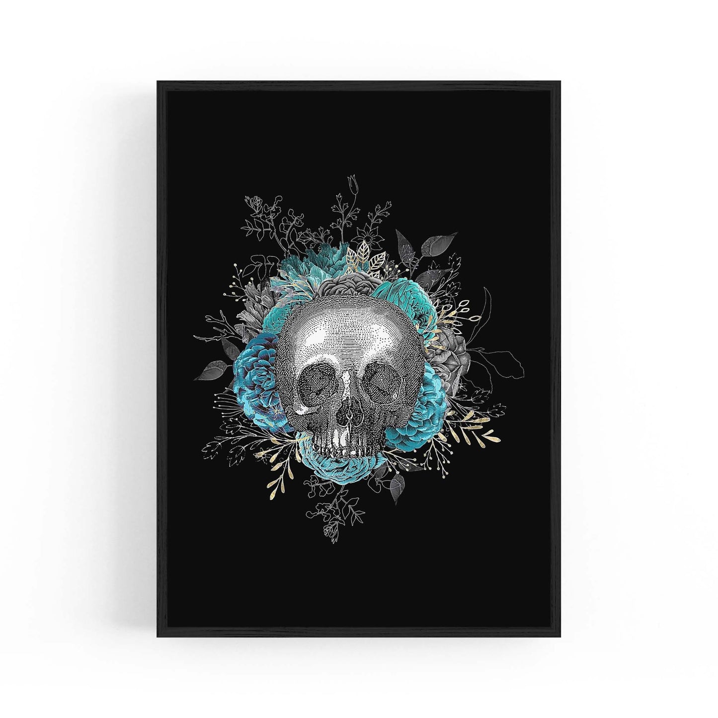 Vintage Skull Black Gothic Fashion Wall Art - The Affordable Art Company
