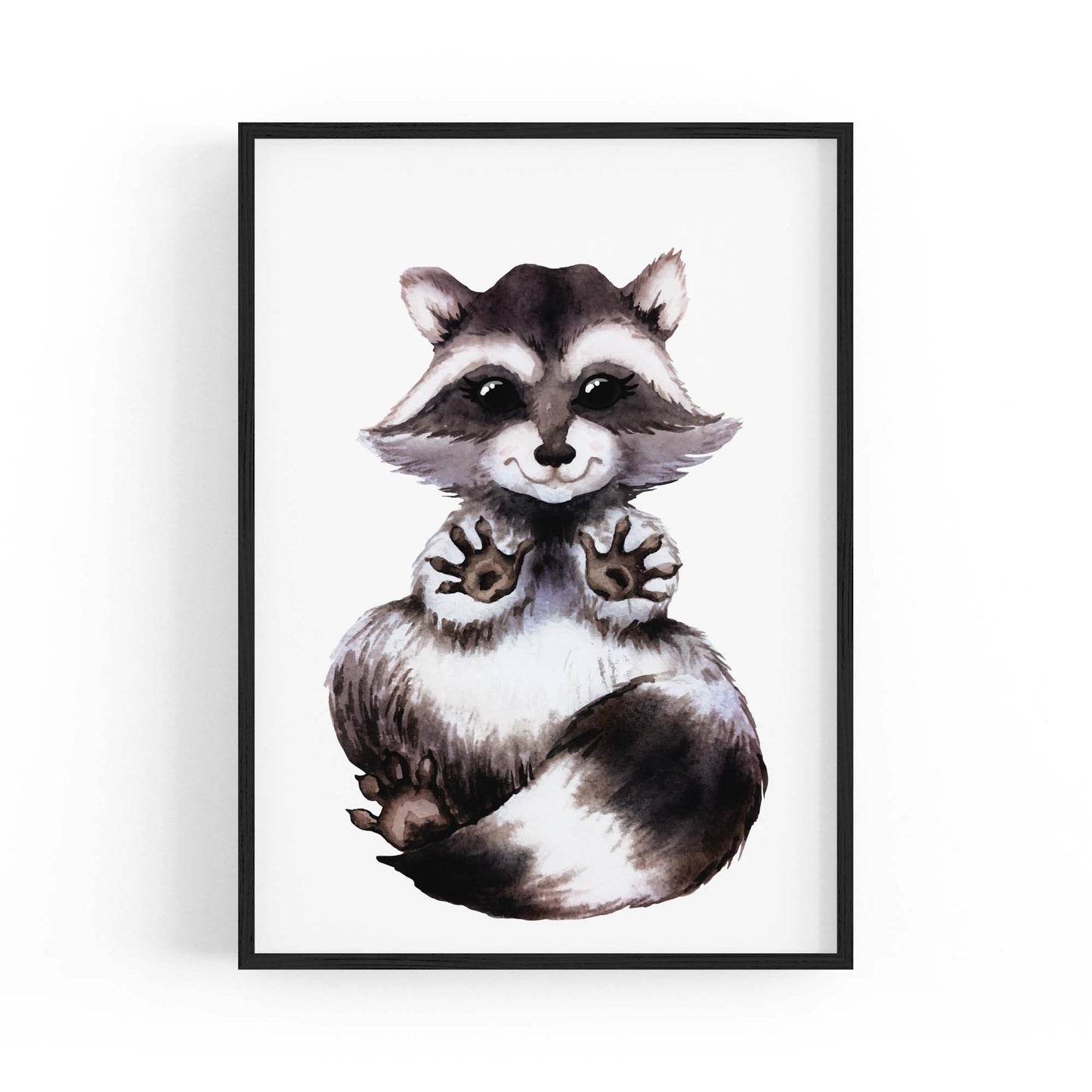 Cartoon Raccoon Cute Nursery Baby Animal Art - The Affordable Art Company