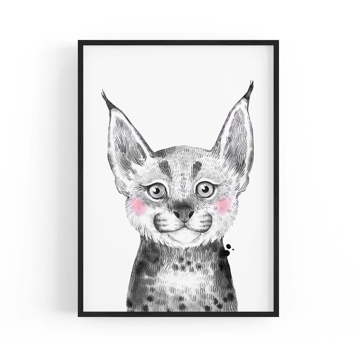 Cute Blushing Baby Bobcat Nursery Animal Wall Art - The Affordable Art Company