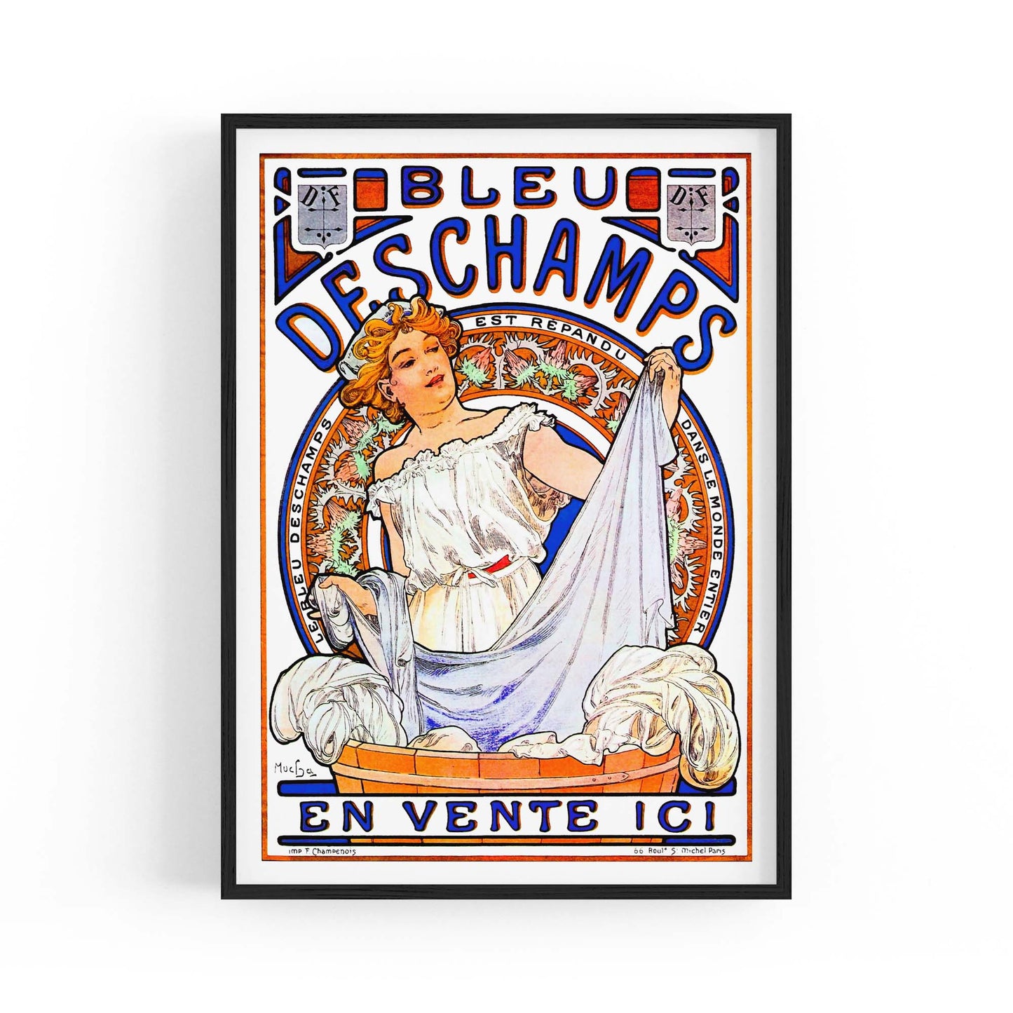 Bleu Deschamps French Vintage Advert Wall Art - The Affordable Art Company