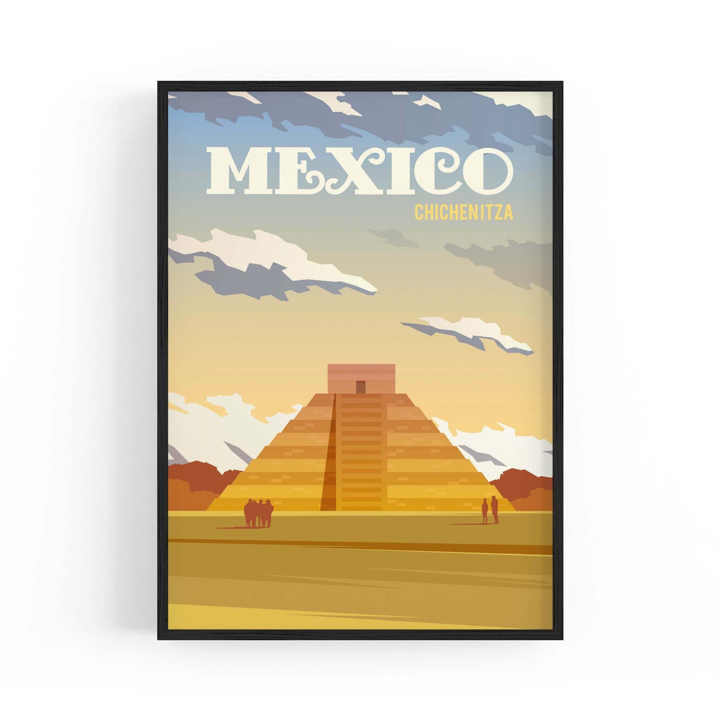 Retro Chichen Itza, Mexico Travel Vintage Wall Art - The Affordable Art Company