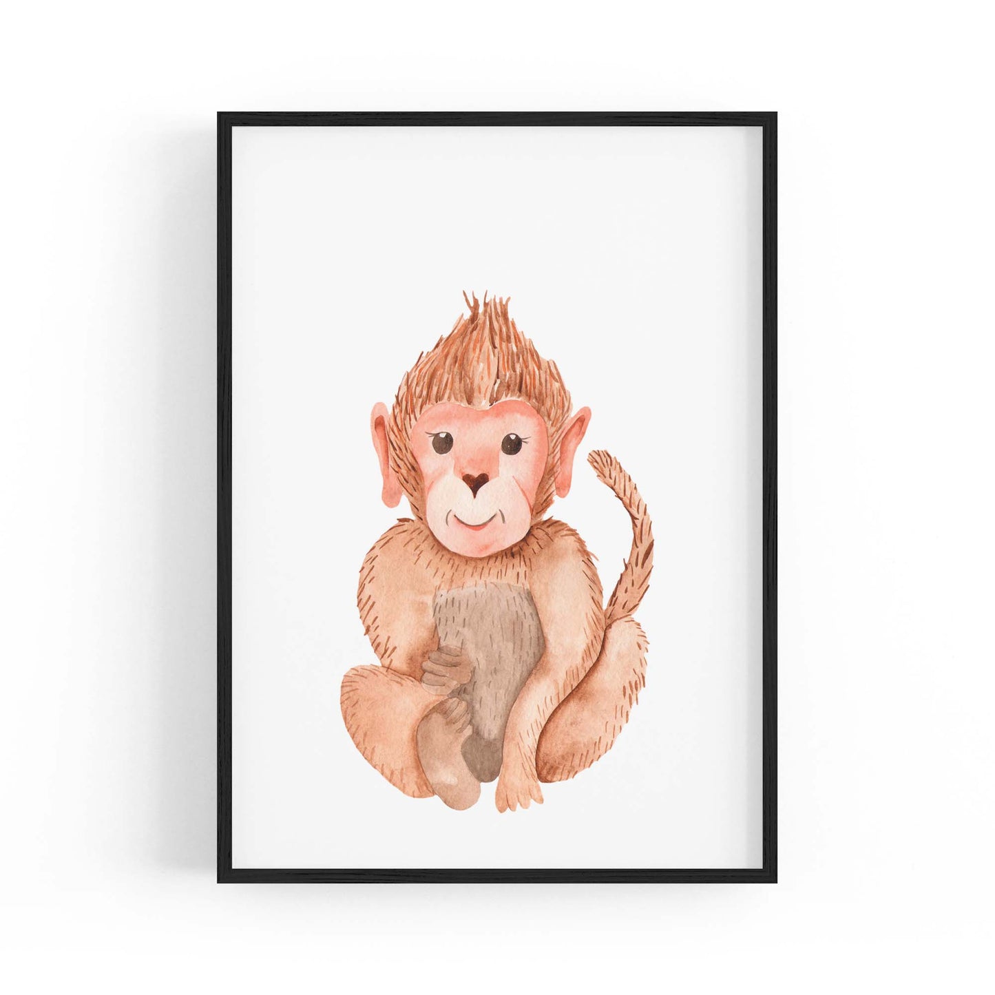 Cartoon Monkey Cute Nursery Baby Animal Art - The Affordable Art Company