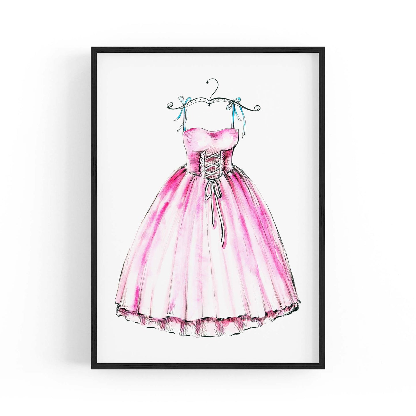 Pink Ballet Dress Girls Bedroom Ballerina Wall Art - The Affordable Art Company