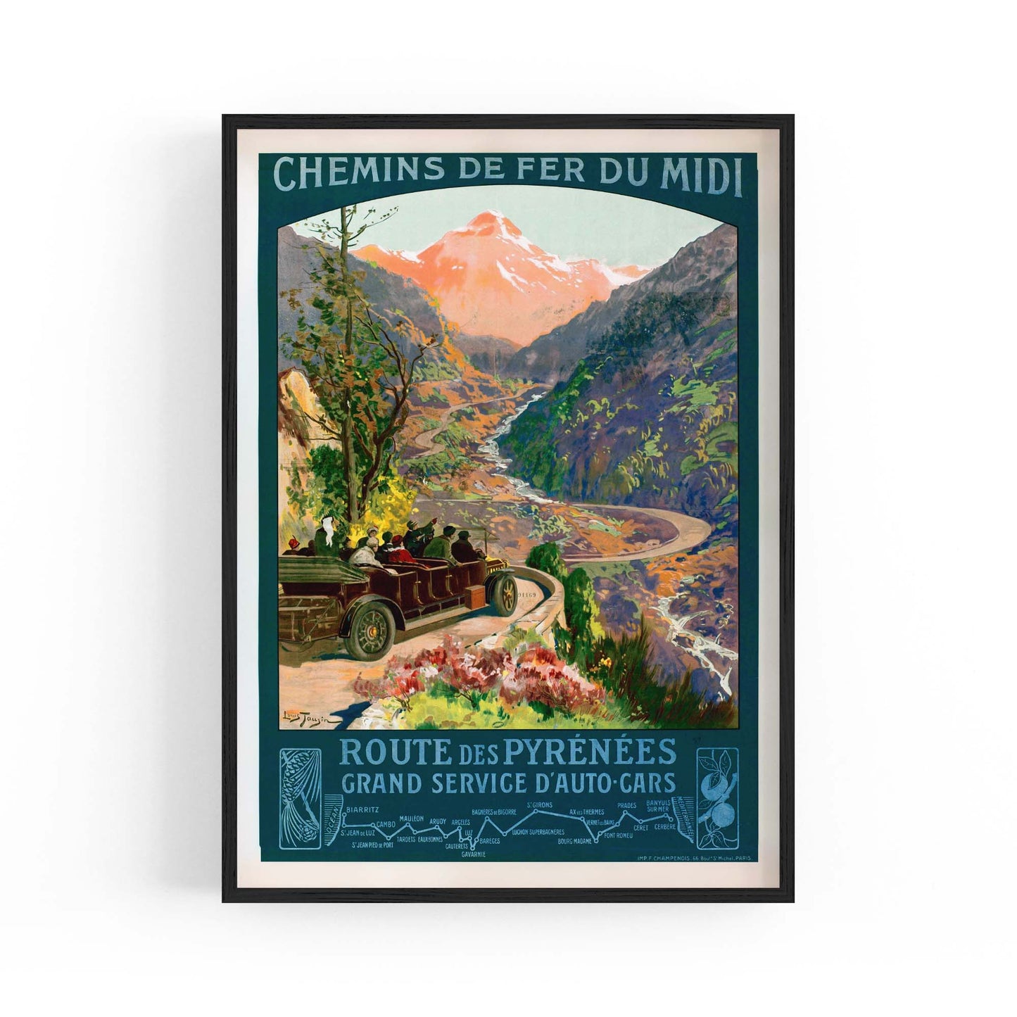 French Pyrenees, France Vintage Advert Wall Art - The Affordable Art Company