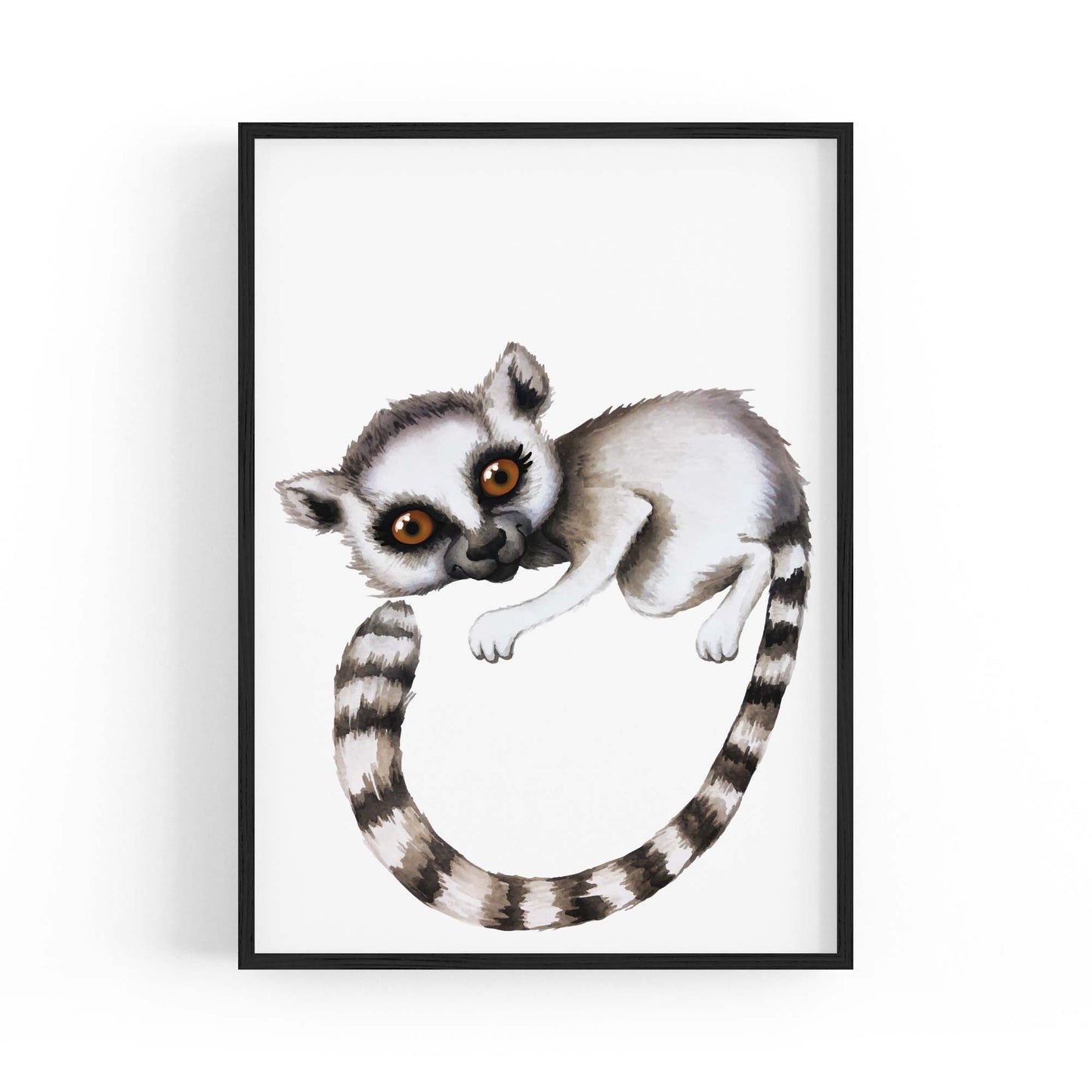 Cartoon Lemur Cute Nursery Baby Animal Wall Art - The Affordable Art Company