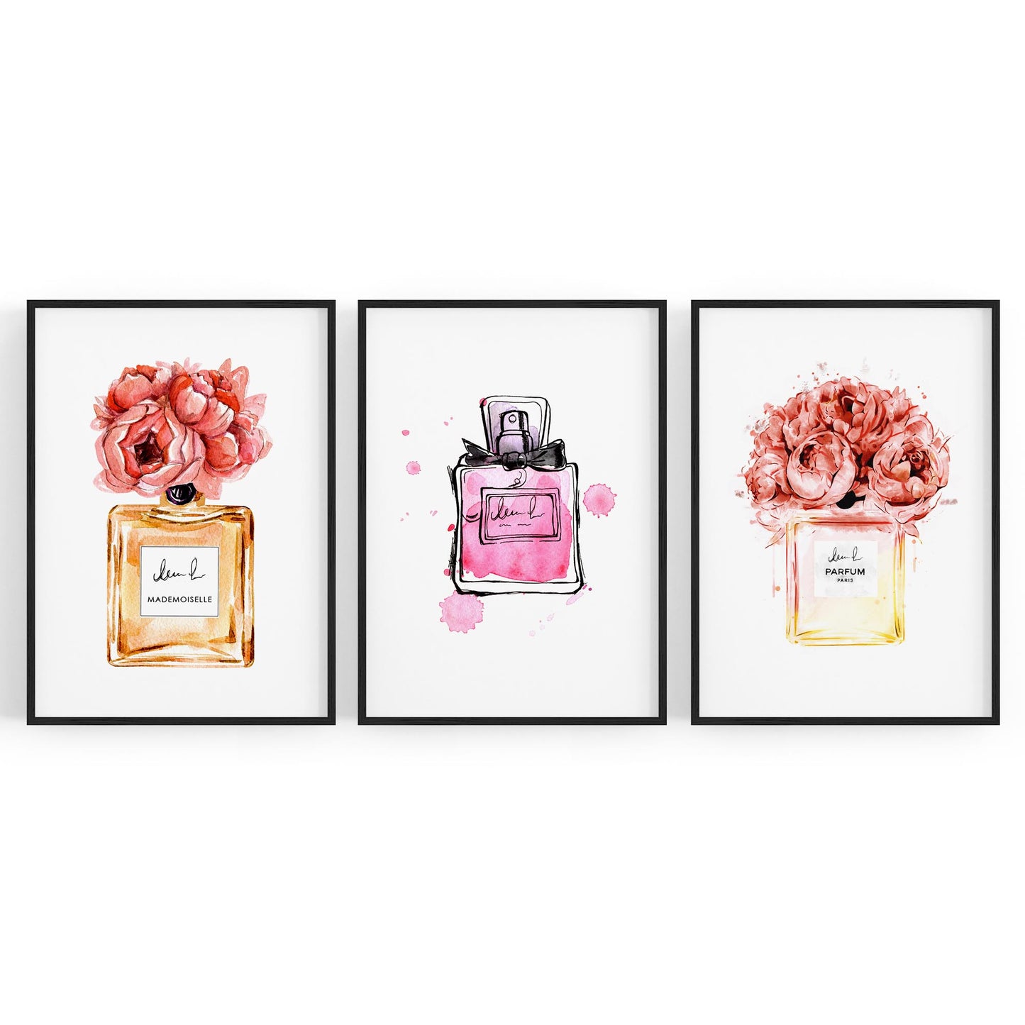 Set of Perfume Bottle Fashion Bedroom Wall Art #3 - The Affordable Art Company