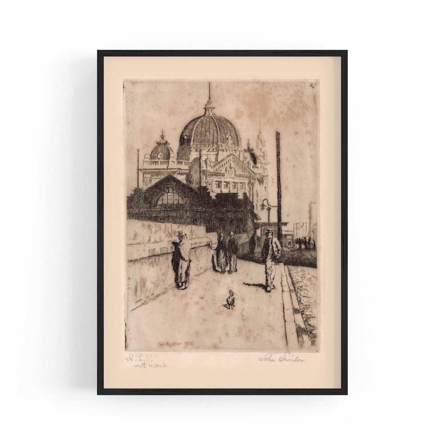 Flinders St Station Melbourne Vintage Drawing Art #2 - The Affordable Art Company