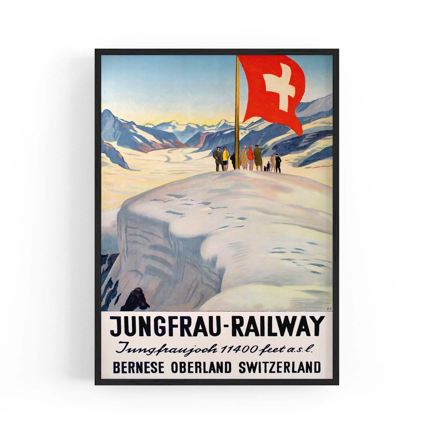 Jungfrau Railway Switzerland Vintage Travel Advert Wall Art - The Affordable Art Company