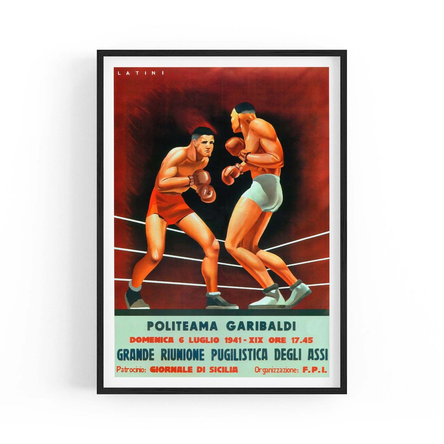 Politeama Garibaldi Boxing Vintage Sports Advert Wall Art - The Affordable Art Company