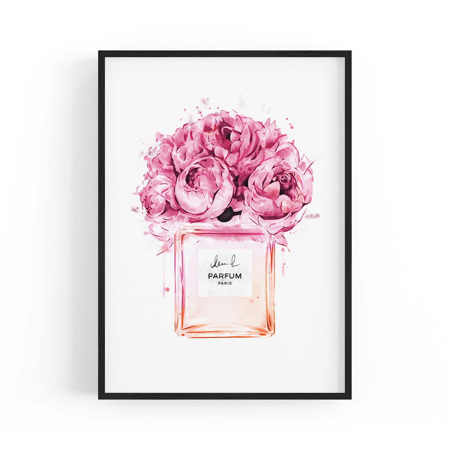 Pink Flowers Perfume Bottle Fashion Wall Art - The Affordable Art Company