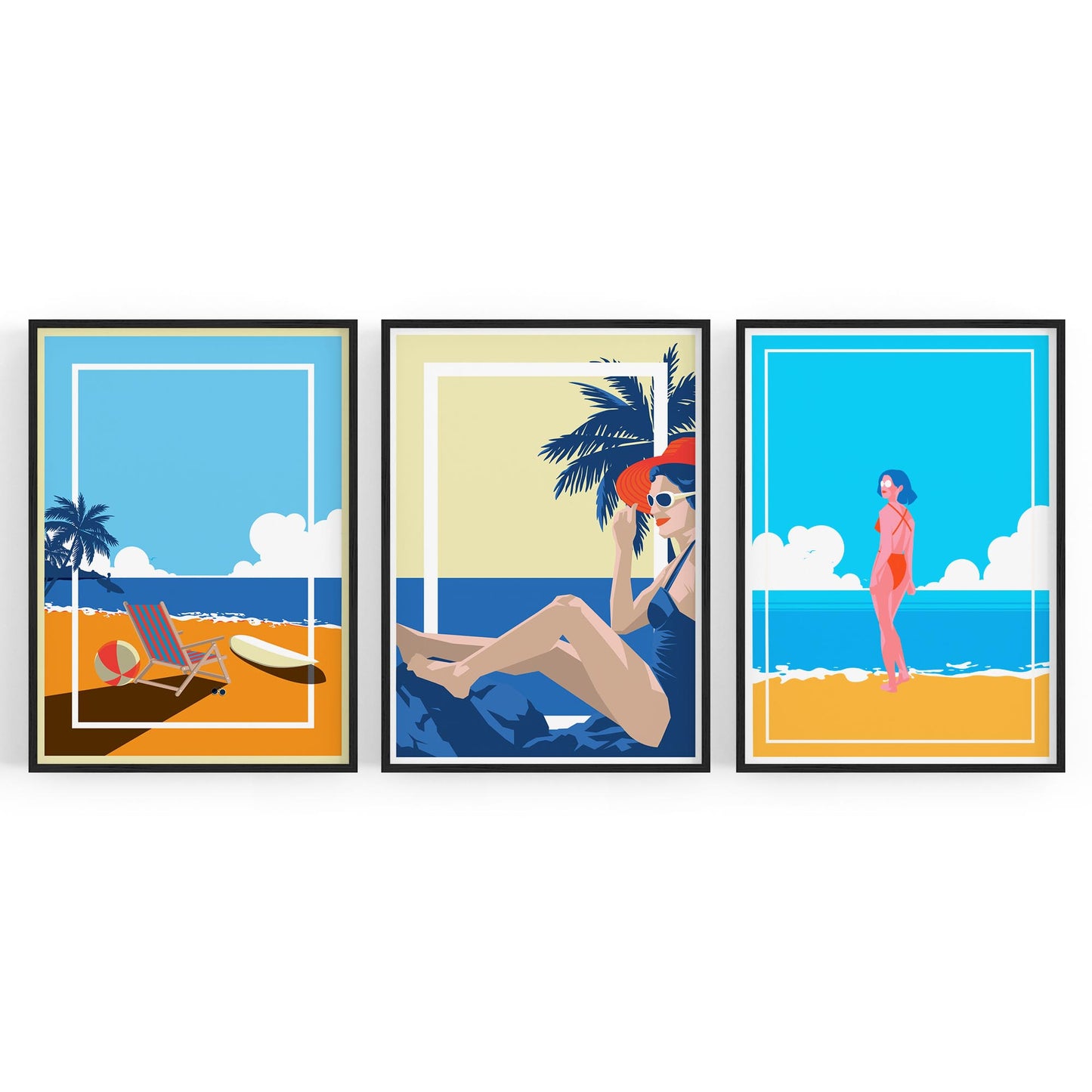 Set of Retro Beach Summer Coastal Wall Art #2 - The Affordable Art Company