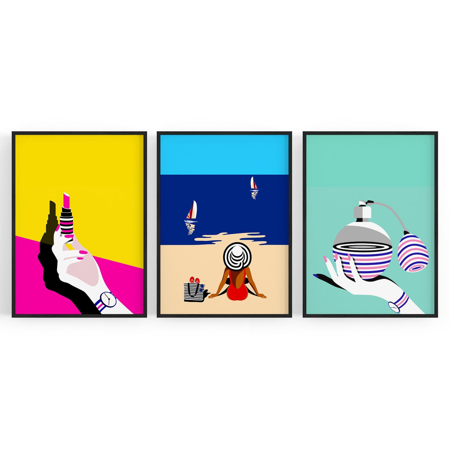 Set of Retro Fashion Girls Bedroom Wall Art - The Affordable Art Company