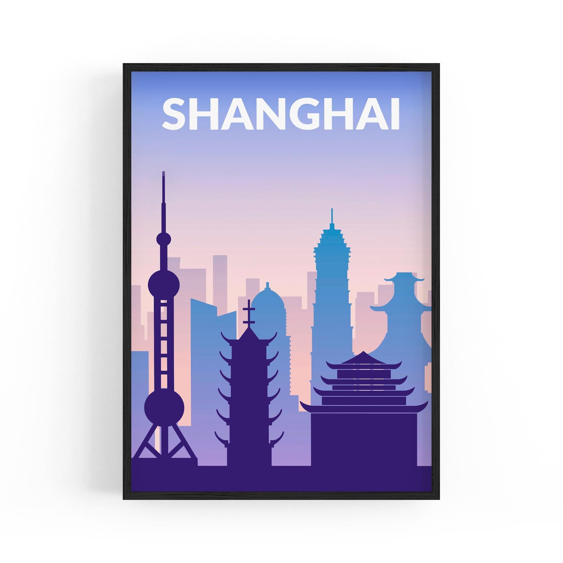 Retro Shanghai China Travel Advert Wall Art - Portsby