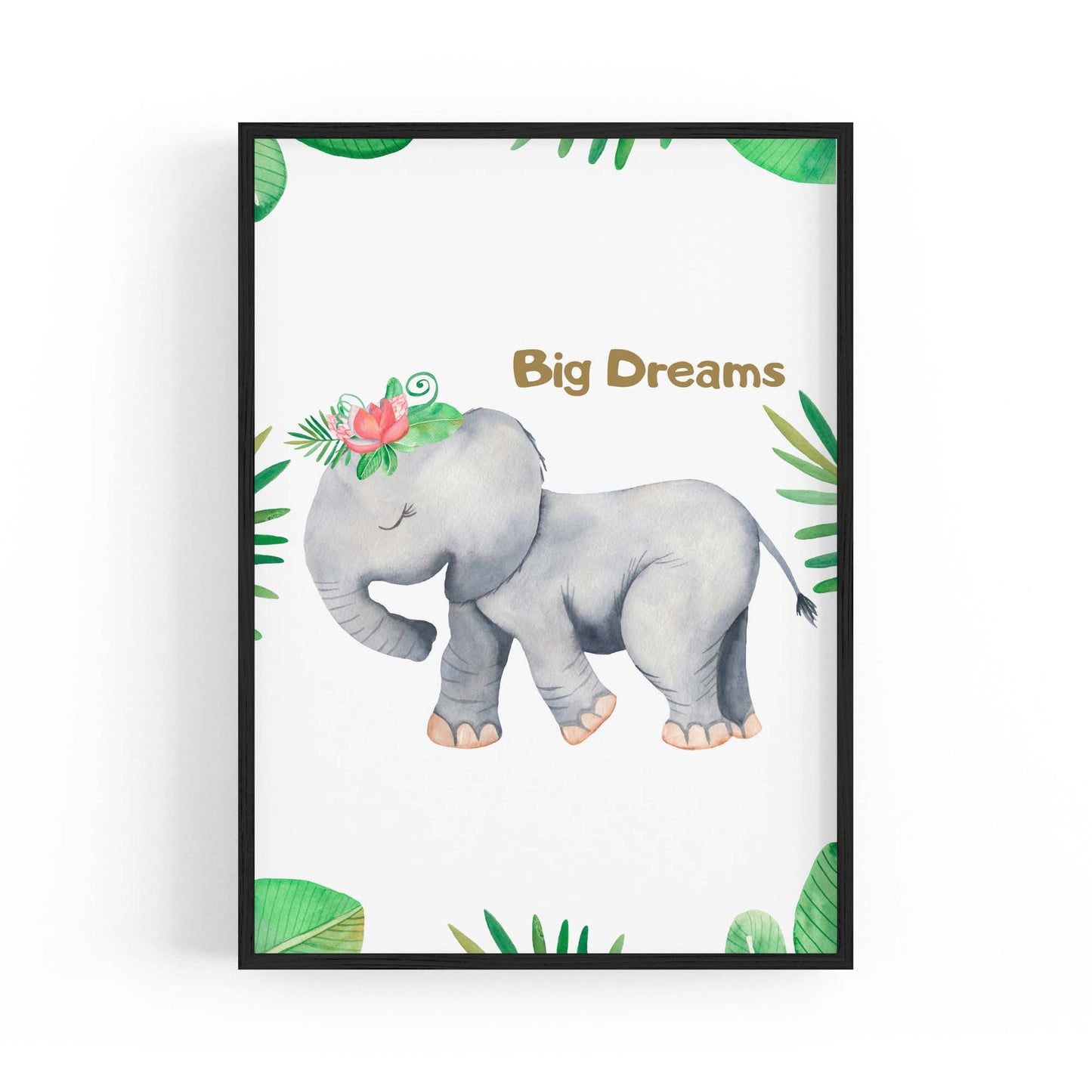 Elephant "Big Dreams" Nursery Quote Animal Art - The Affordable Art Company