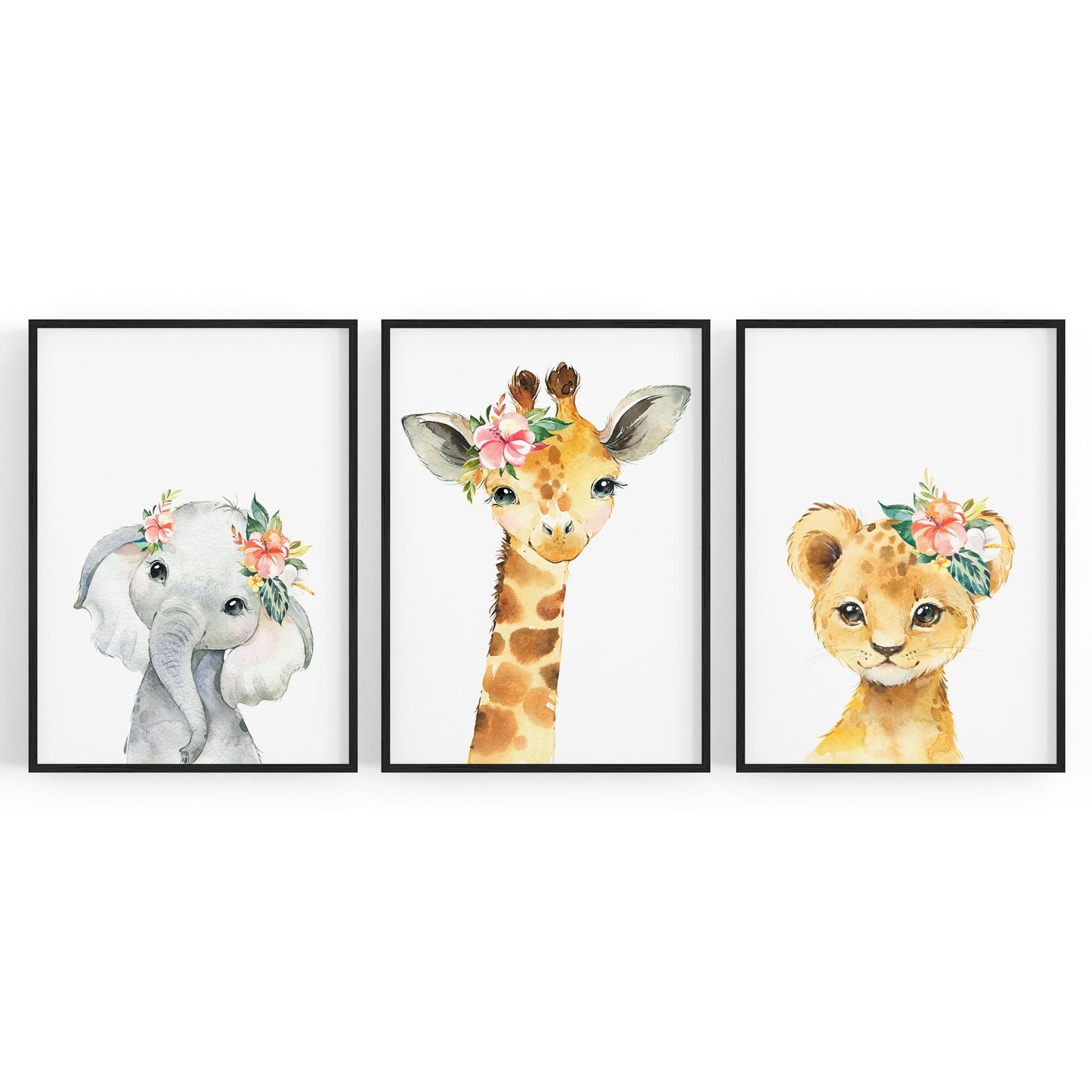 Set of Cute Baby Safari Animals Nursery Wall Art #3 - The Affordable Art Company