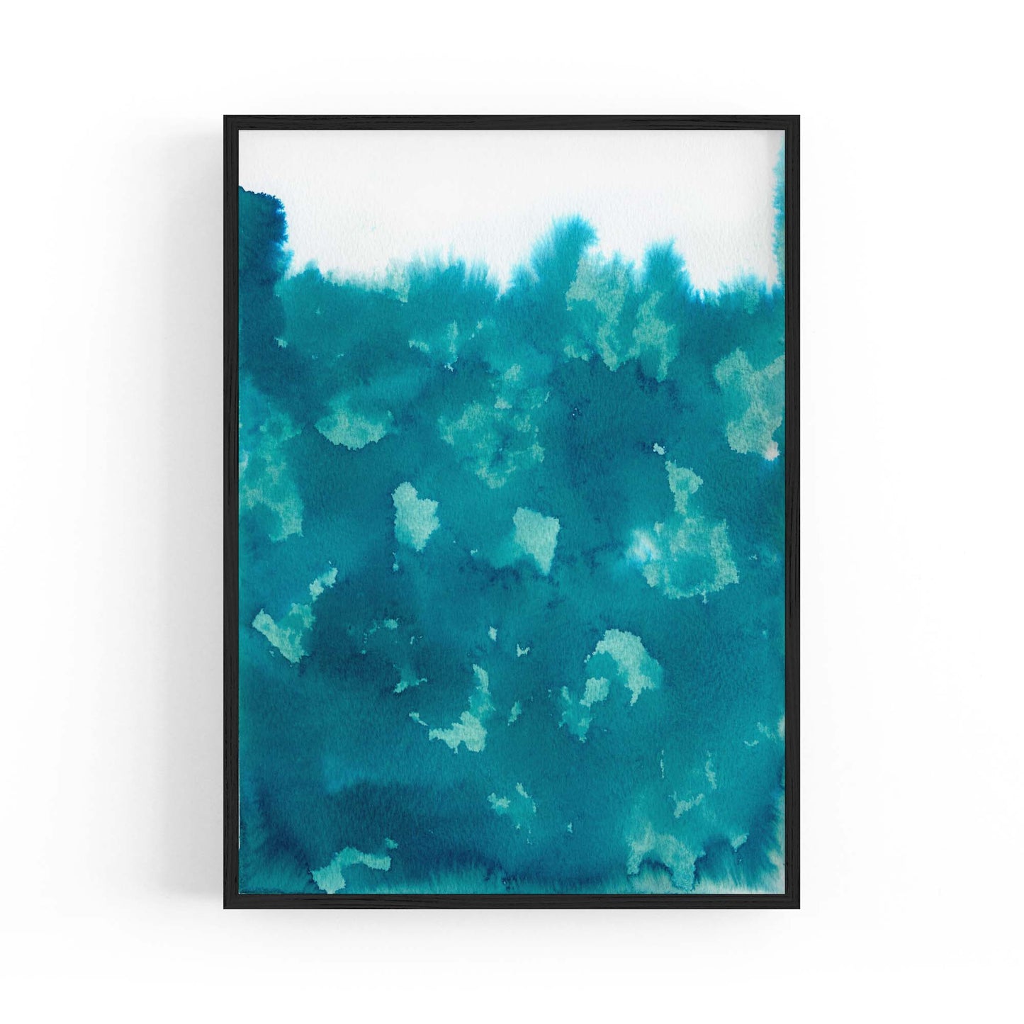 Teal Ink Minimal Ink Painting Blue Wall Art #4 - The Affordable Art Company