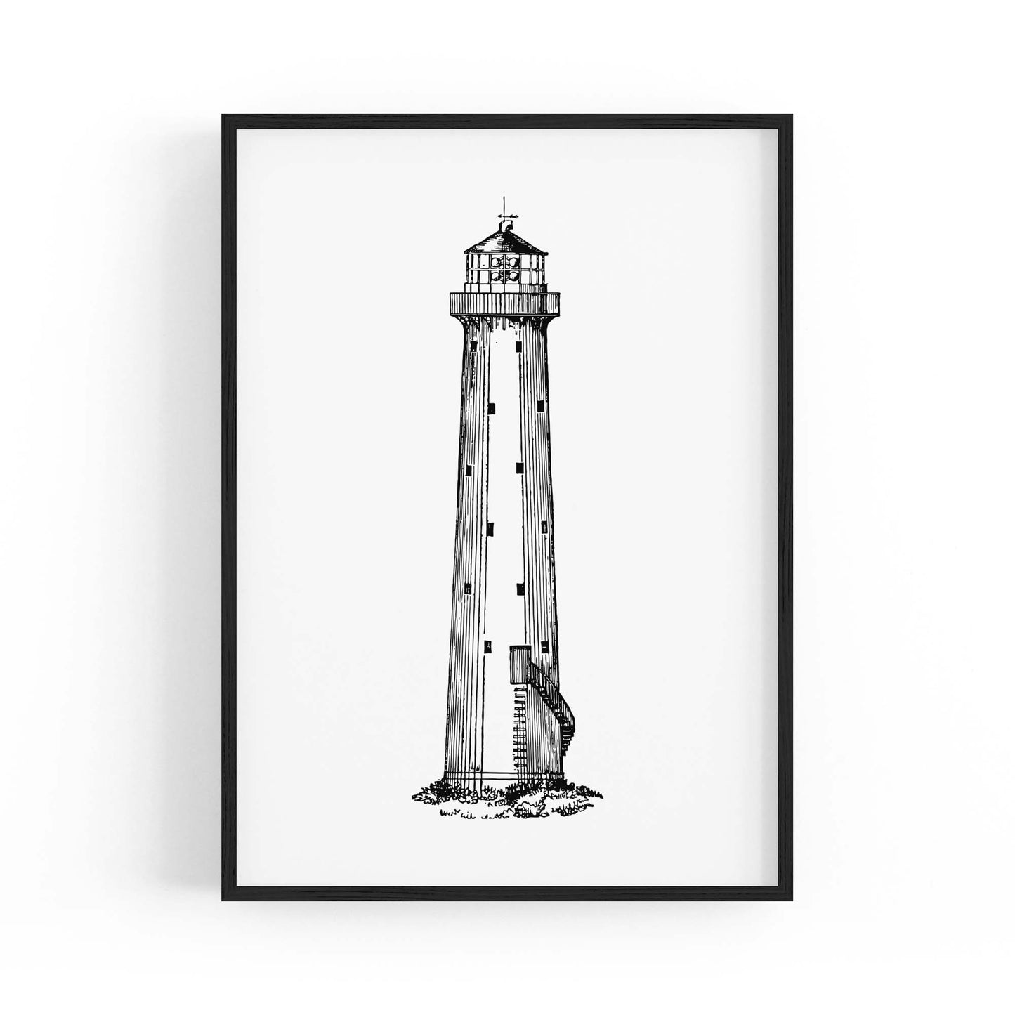 Lighthouse Coastal Drawing Nautical Wall Art - The Affordable Art Company