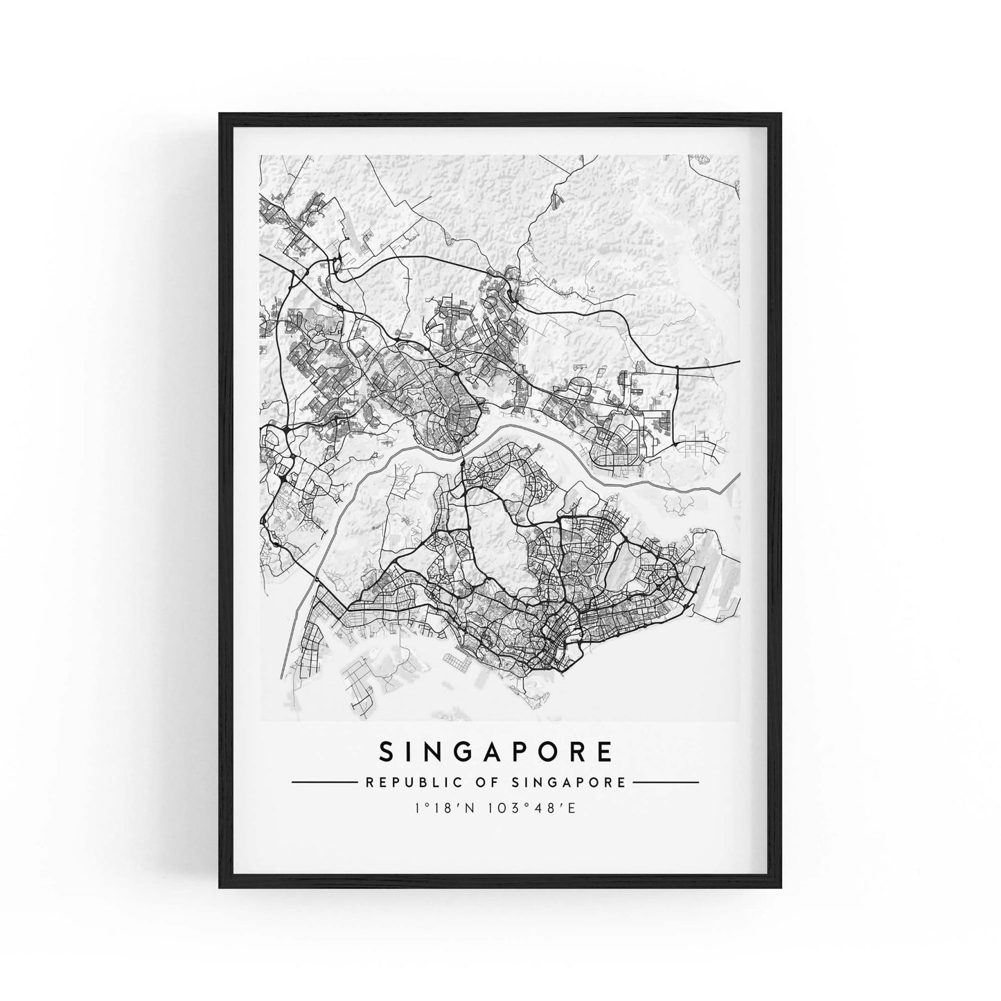 Singapore Minimal Map Wall Art - The Affordable Art Company