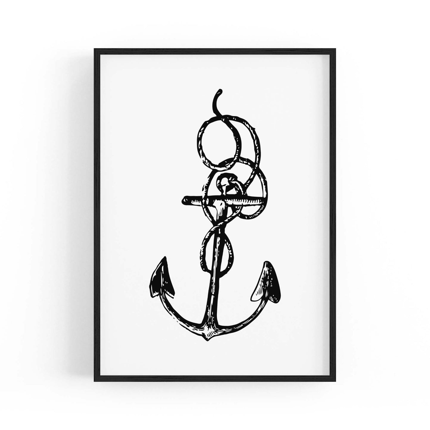 Anchor Drawing Nautical Coastal Bathroom Wall Art #1 - The Affordable Art Company