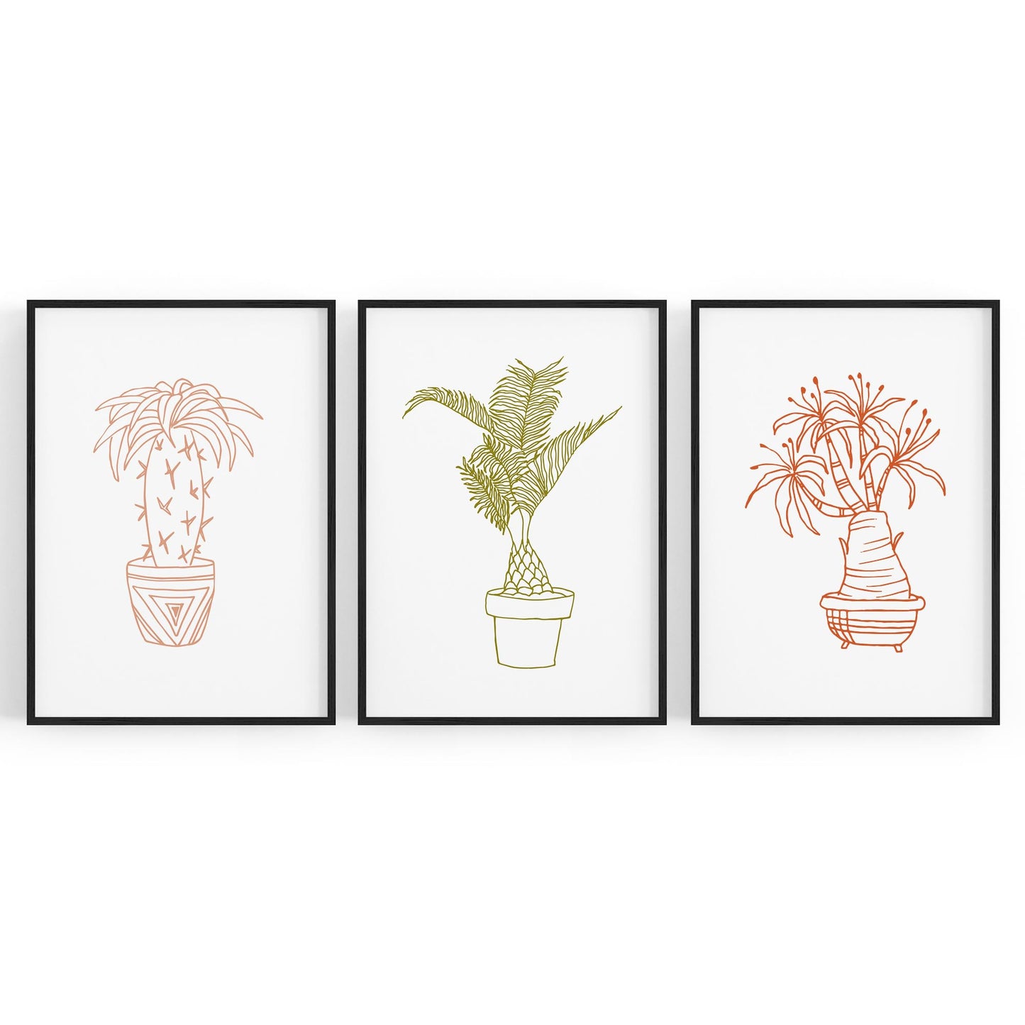 Set of Abstract Plants Kitchen Hallway Wall Art - The Affordable Art Company