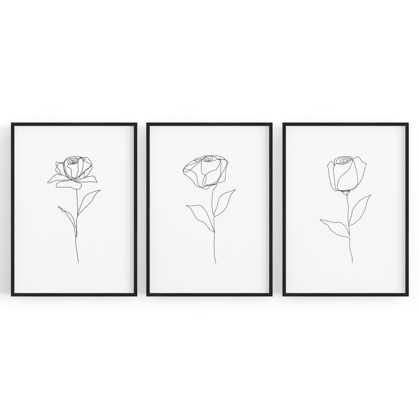 Set of Minimal Flower Line Drawings Wall Art #1 - The Affordable Art Company