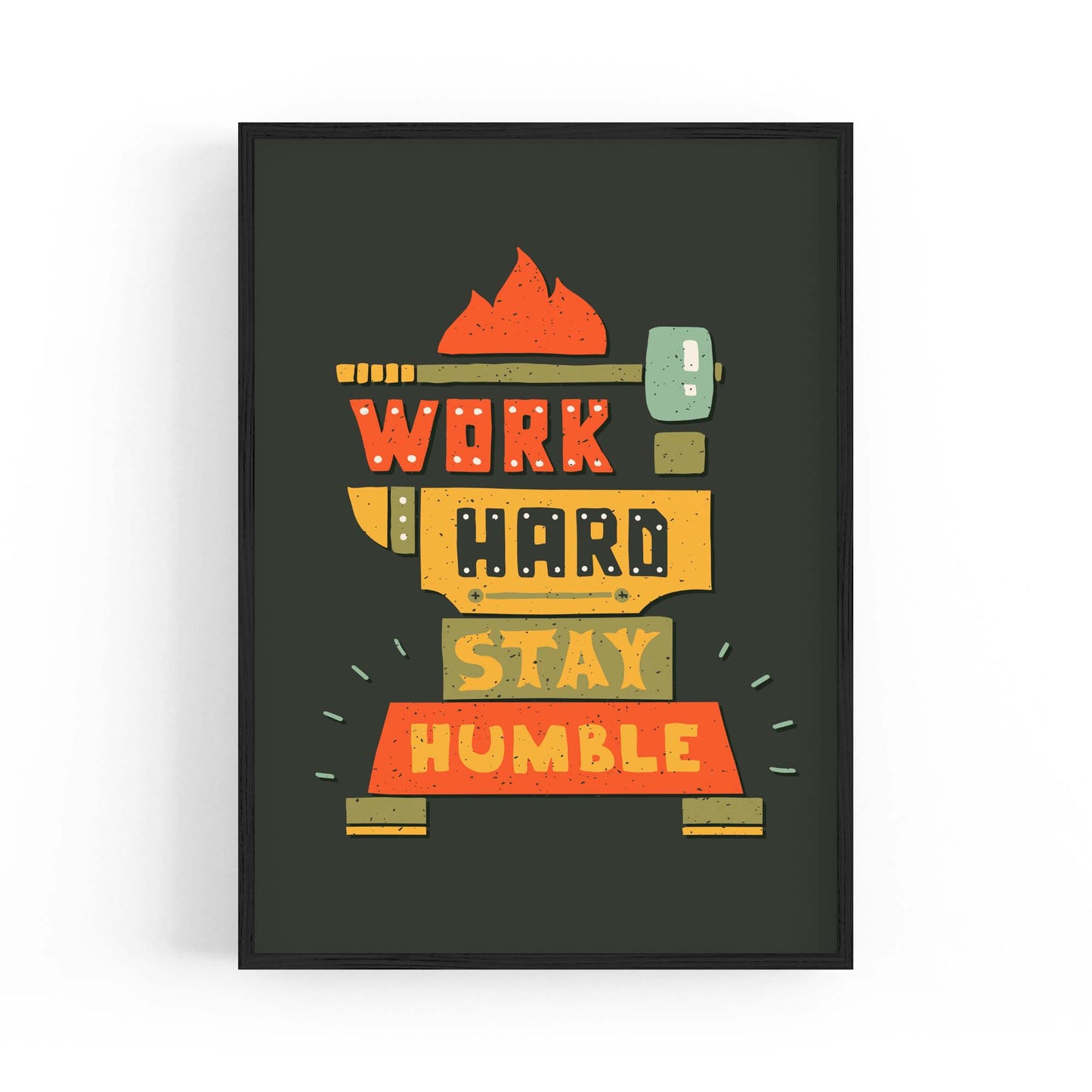 "Work Hard Stay Humble" Office  Quote Wall Art - The Affordable Art Company