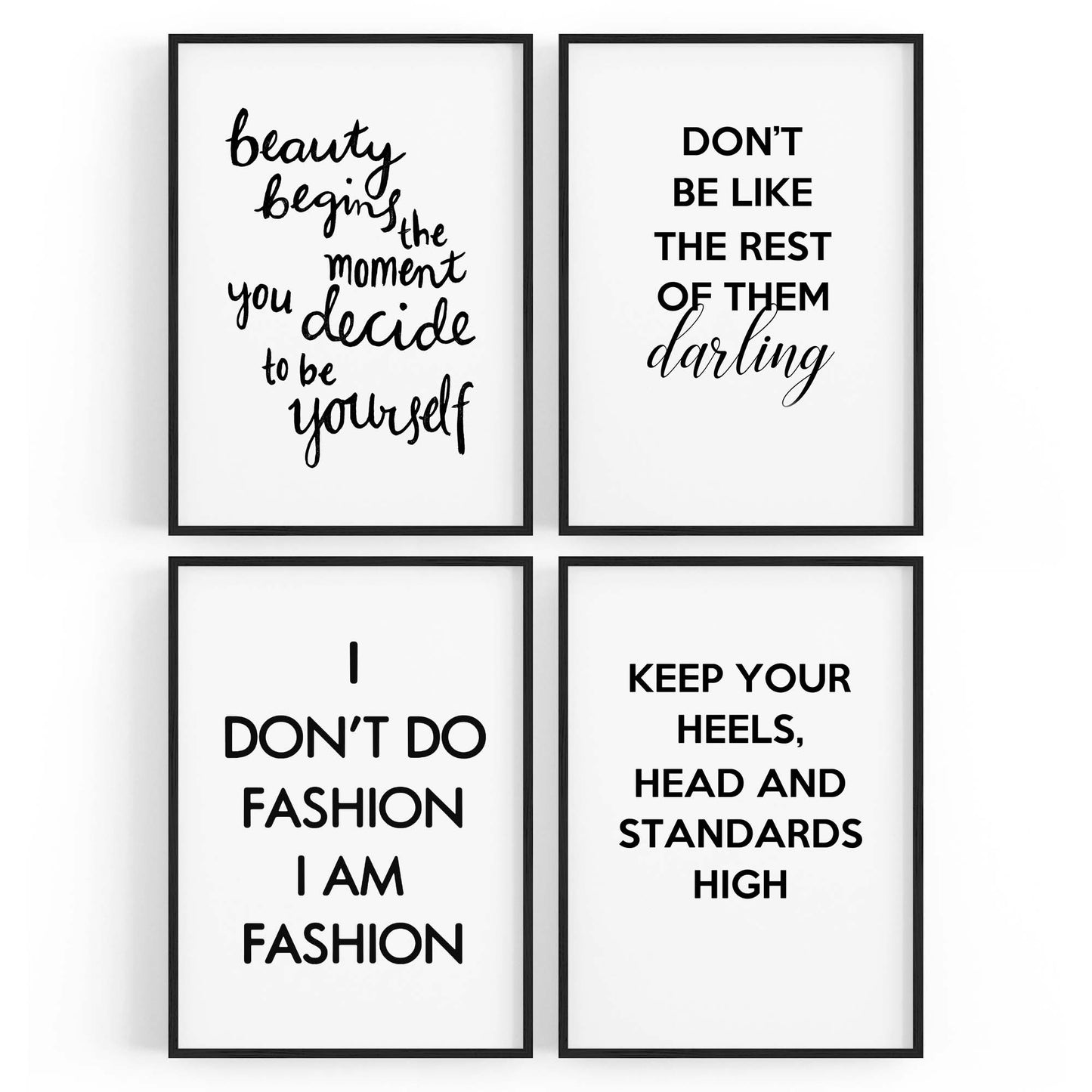 Set of 4 Inspirational Fashion Quotes Bedroom Wall Art - The Affordable Art Company