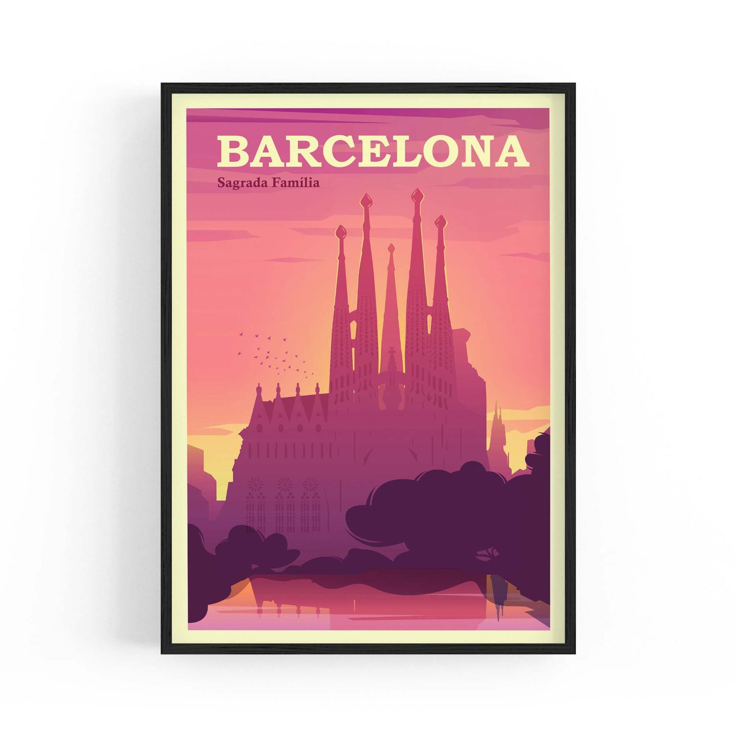 Retro Barcelona Spain Travel Vintage Wall Art - The Affordable Art Company