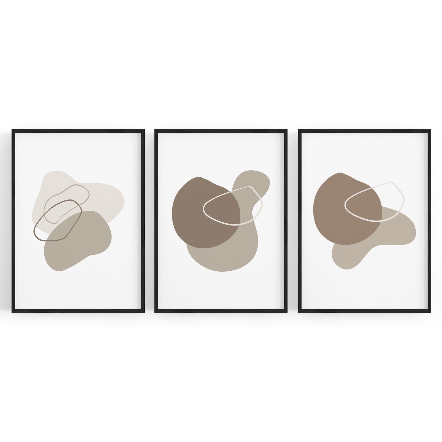 Set of Minimal Grey Line Shape Abstract Wall Art #1 - The Affordable Art Company