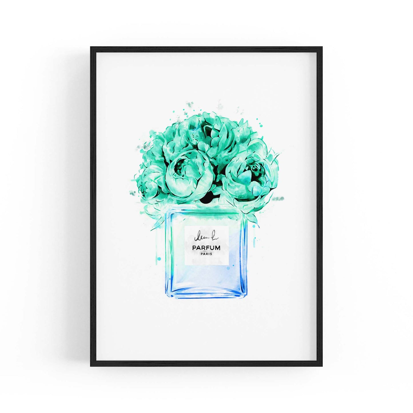 Teal Floral Perfume Bottle Fashion Wall Art #2 - The Affordable Art Company