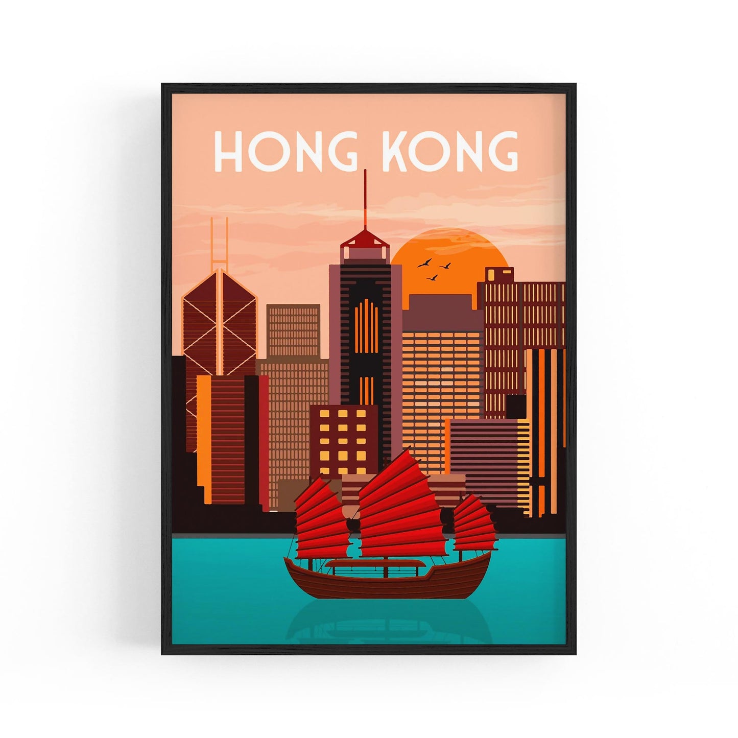 Retro Hong Kong Travel Advert Wall Art - Portsby