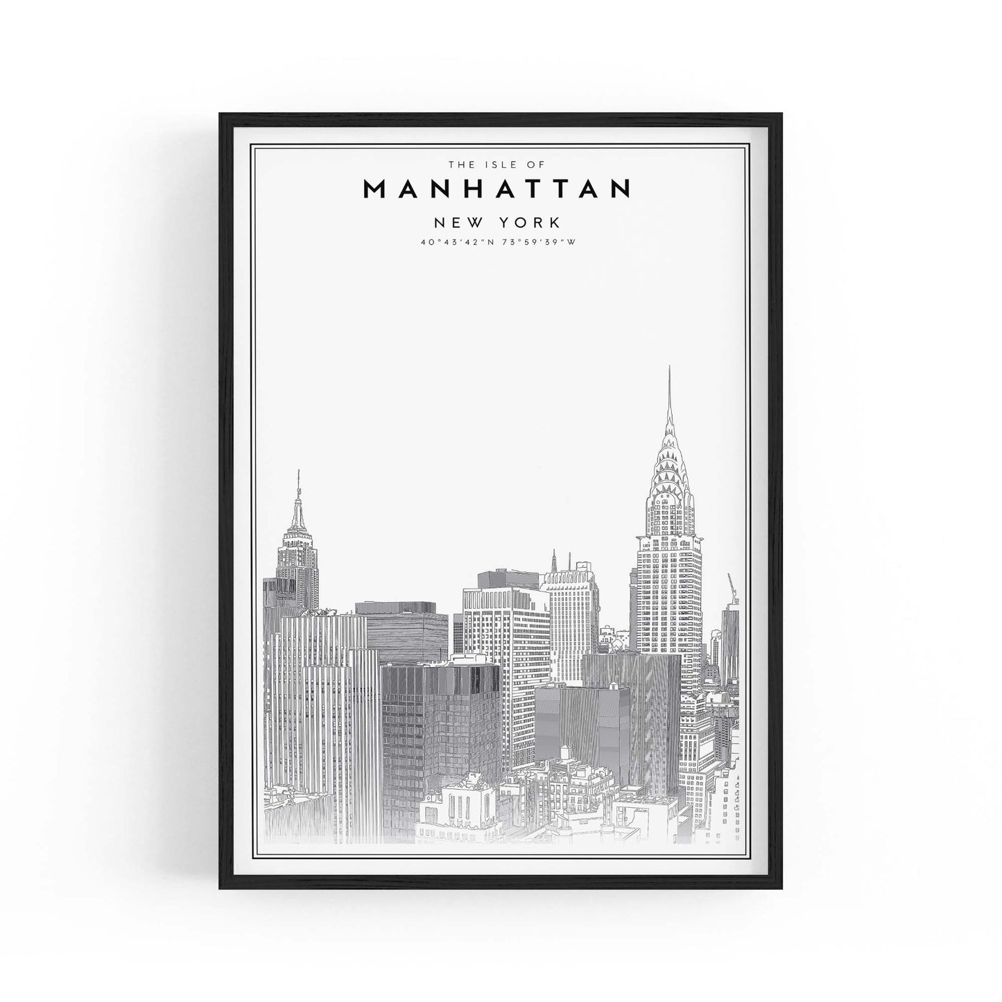 Minimal Manhattan Skyline New York Wall Art - The Affordable Art Company