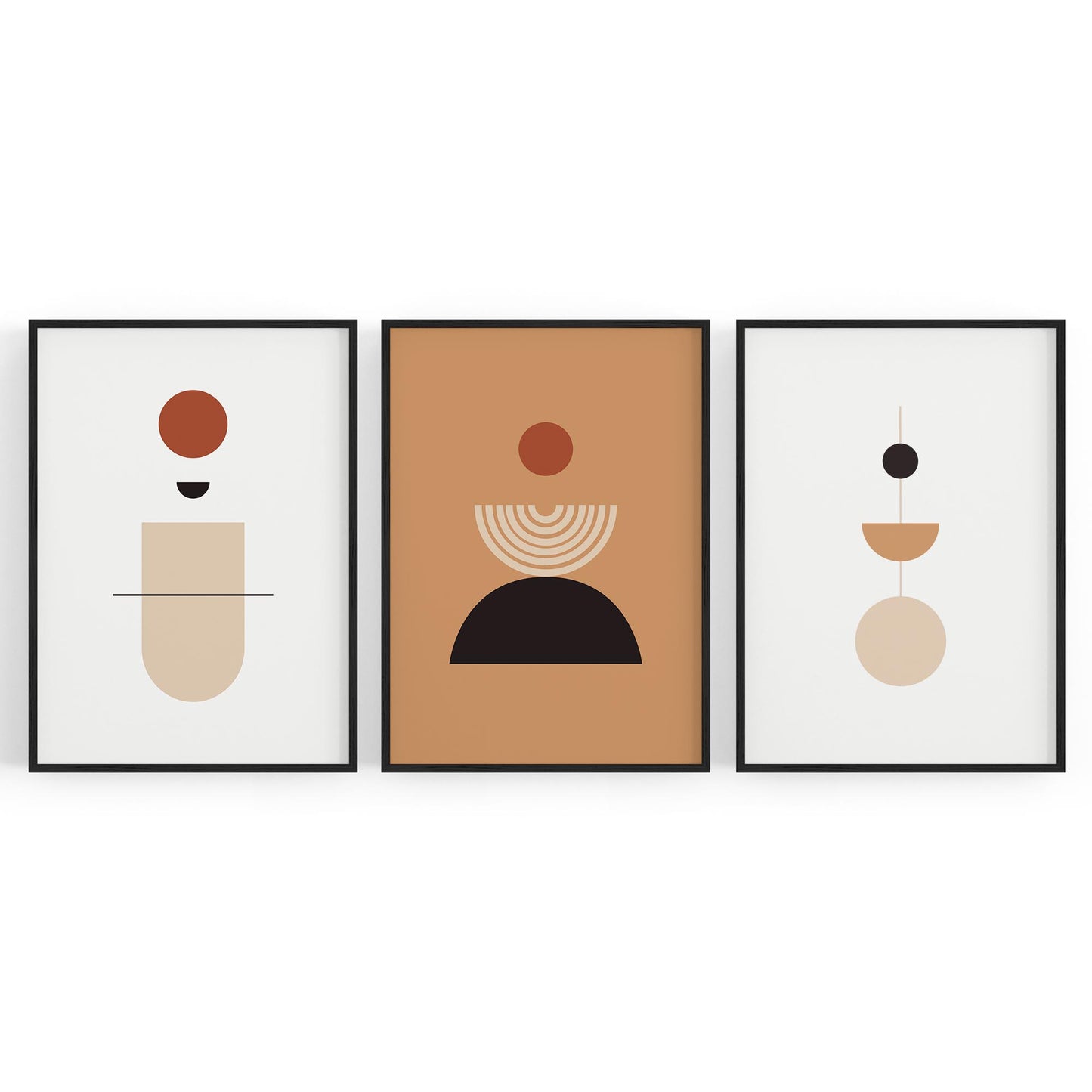 Set of Abstract Shape Retro Minimal Modern Art #1 - The Affordable Art Company