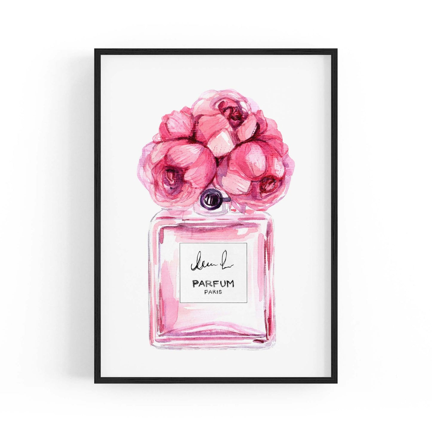 Pink Floral Perfume Bottle Fashion Flowers Wall Art #7 - The Affordable Art Company